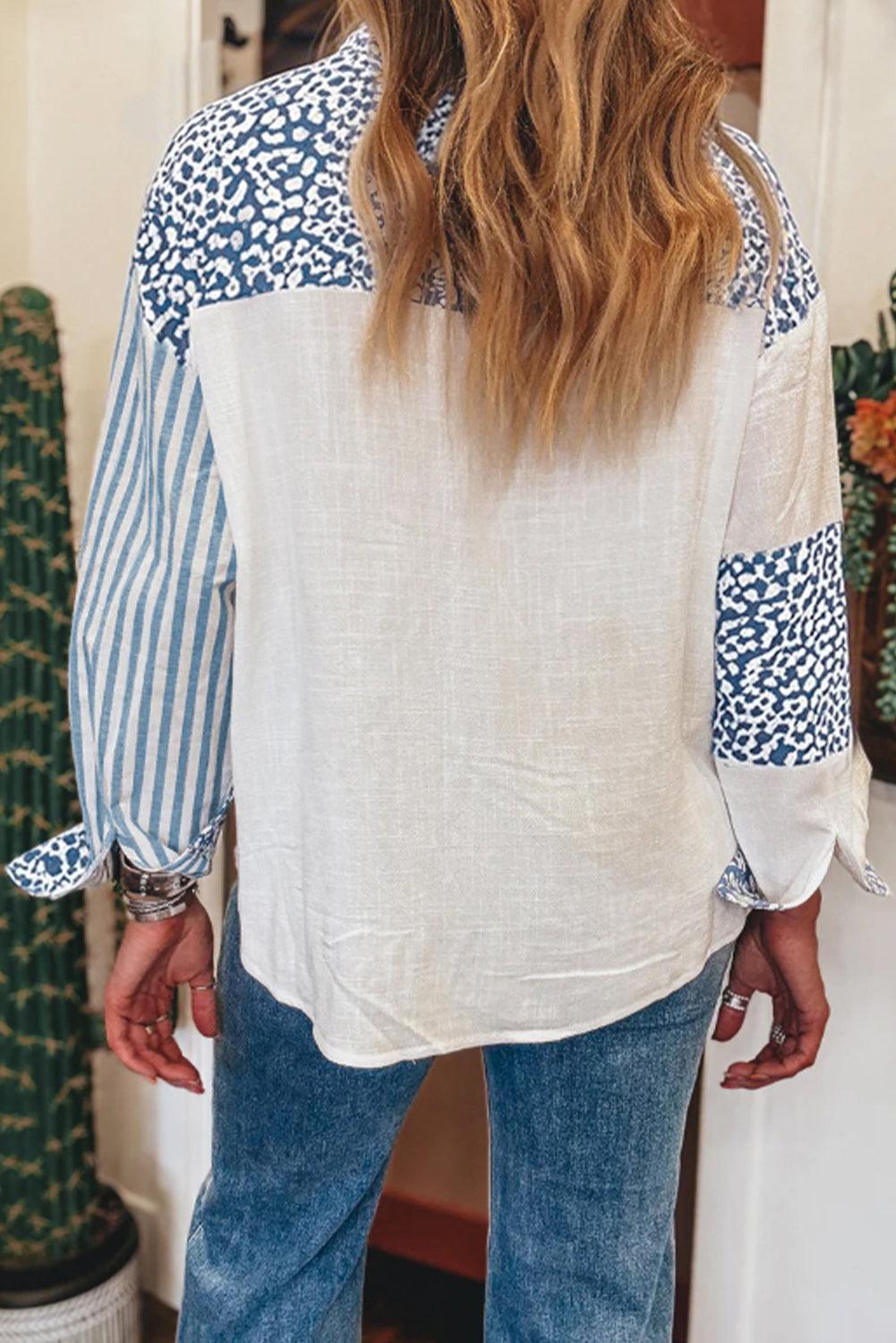Just In Time Sky Blue Striped Top