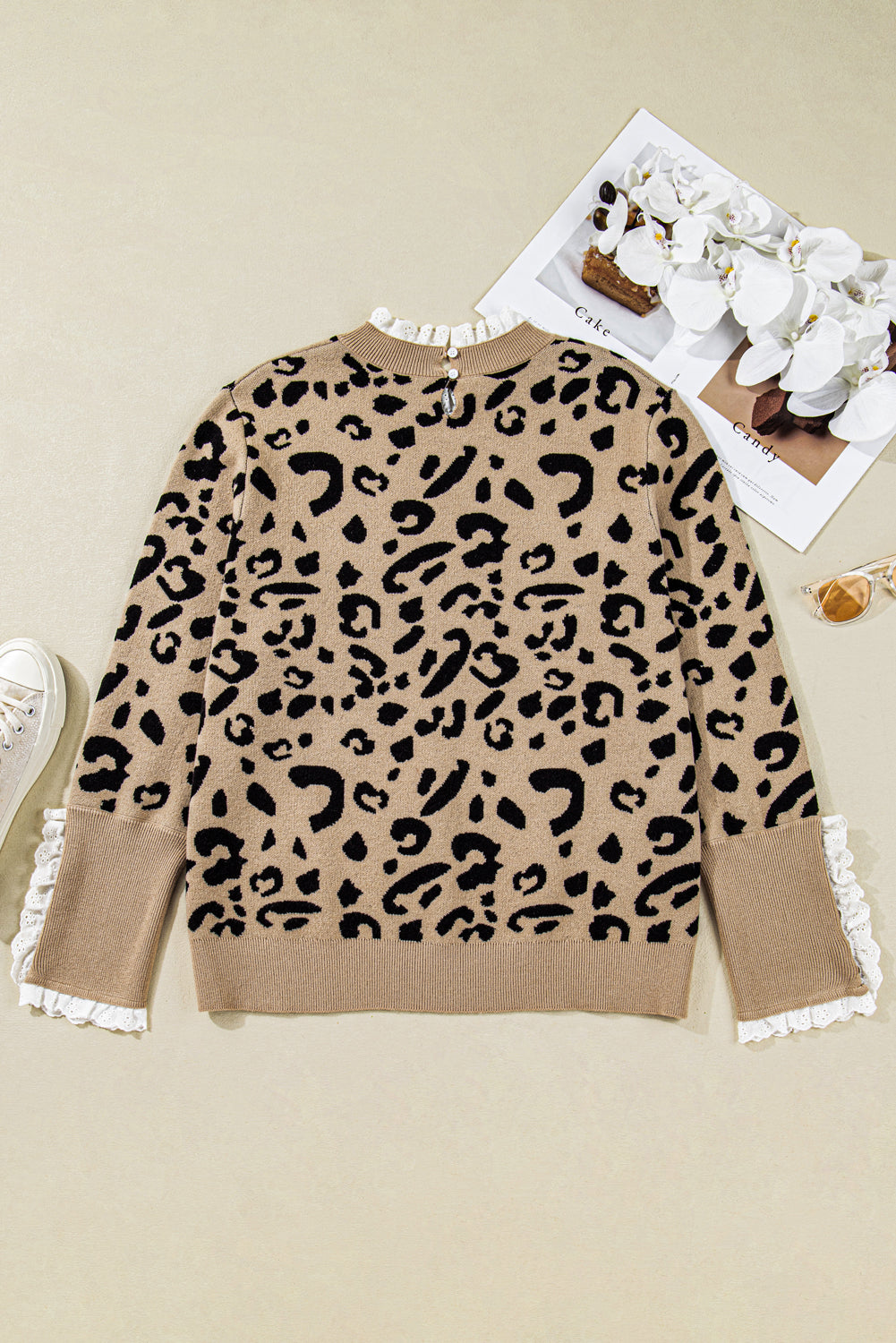 Barely Wild Pattern Lace Ribbed Plus Size Sweater