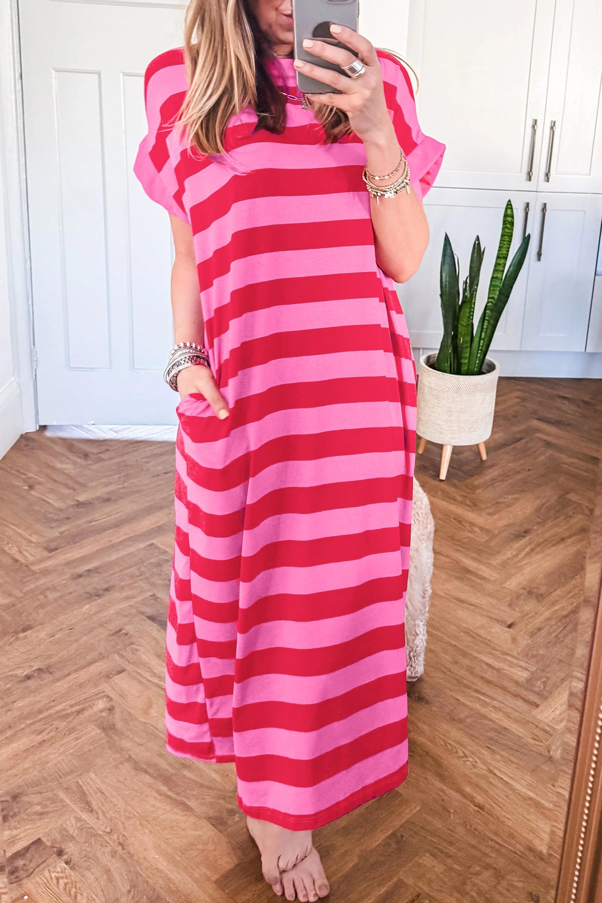 Cabana Cutie Stripe Cuffed Dress (2 Colors)