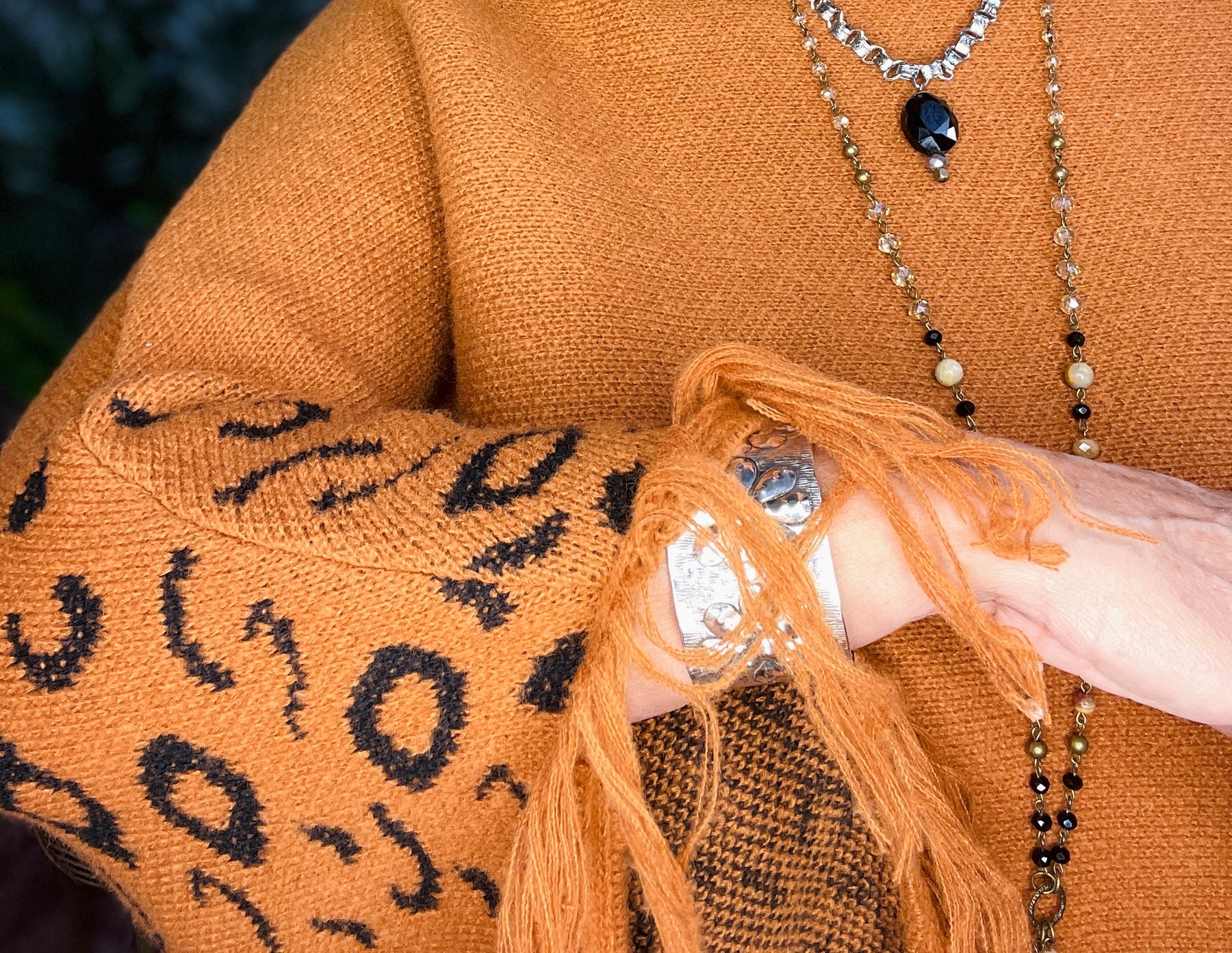 Stay Fierce Fringe Leopard Poncho - OT019LE