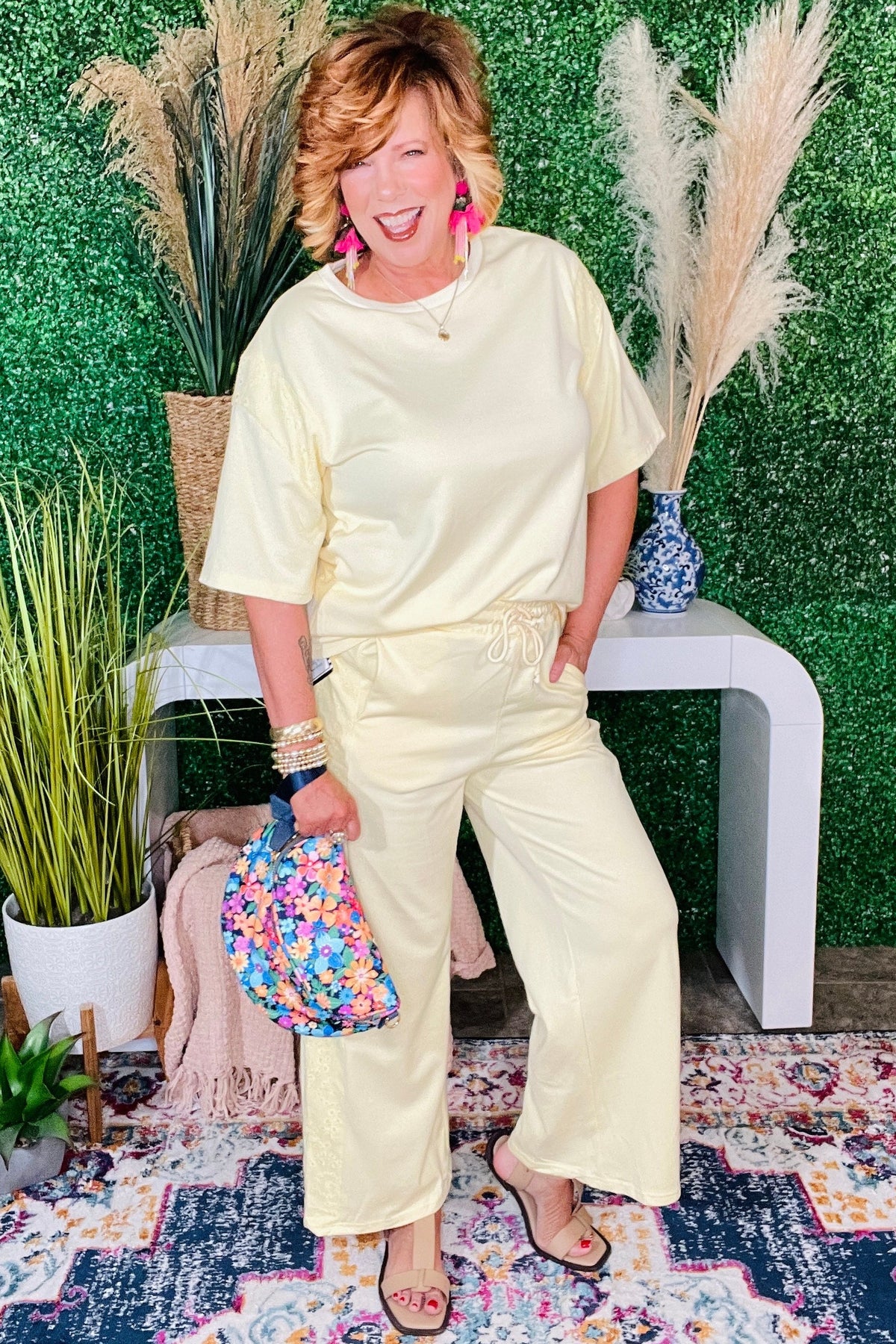 This Is It Yellow Cream Top And Pant Set