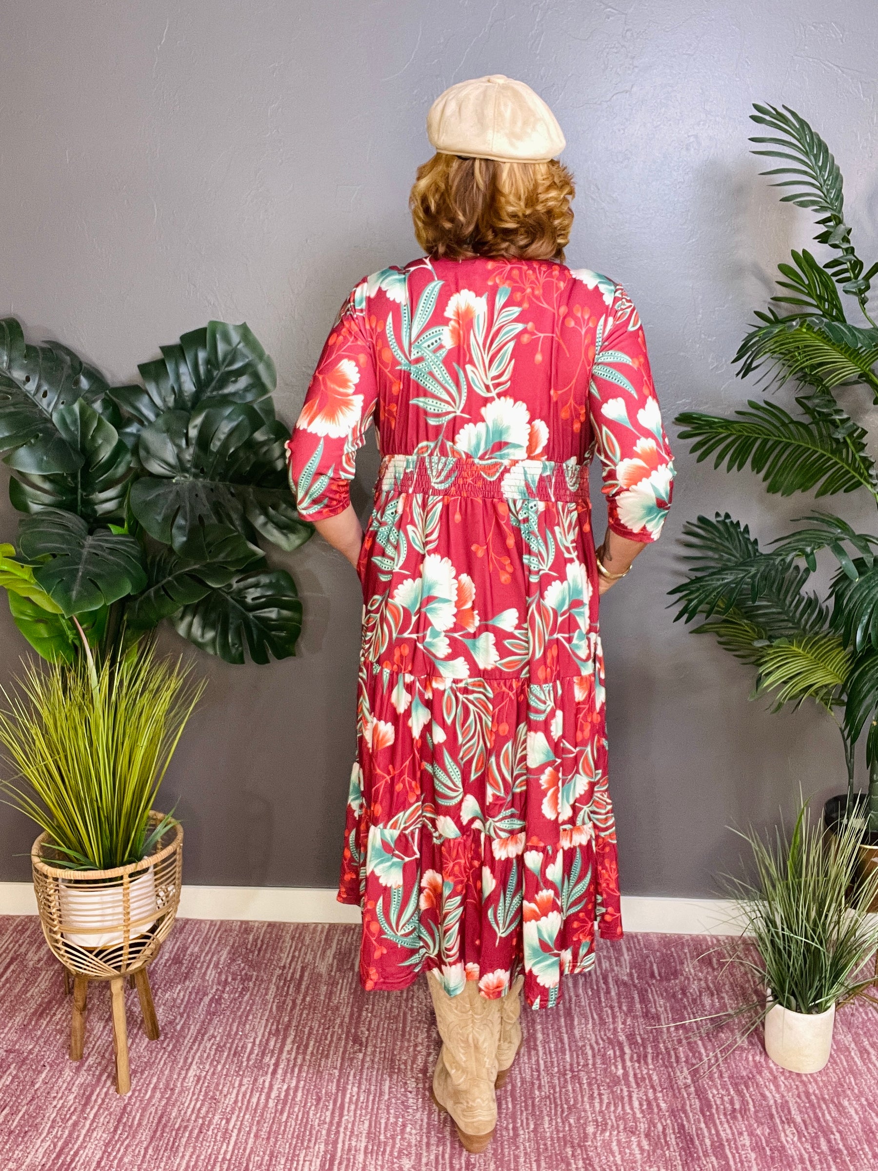 In Full Bloom Burgundy Maxi Dress - DR010BU