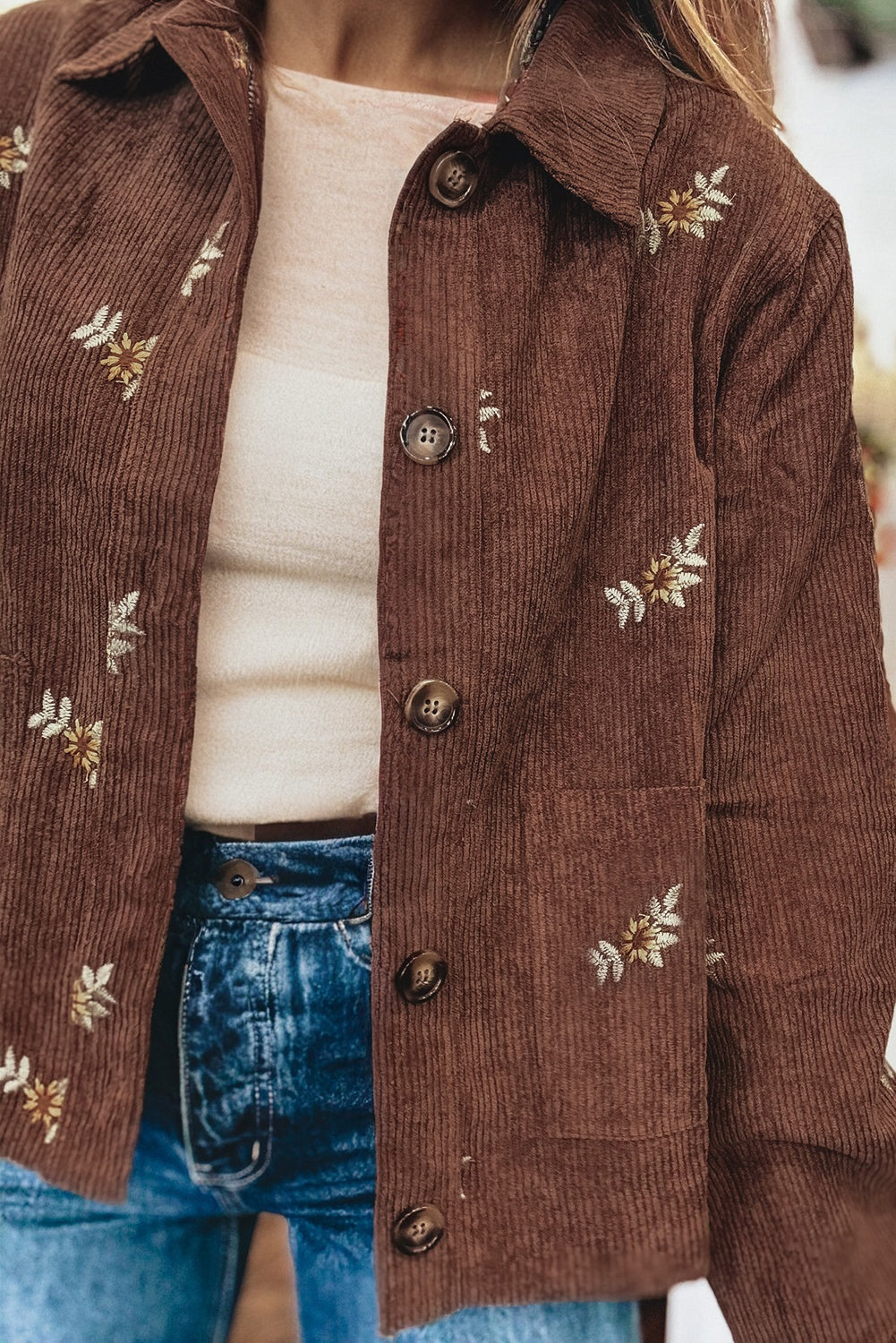 The Coffee Stitch Embroidered Corduroy Jacket