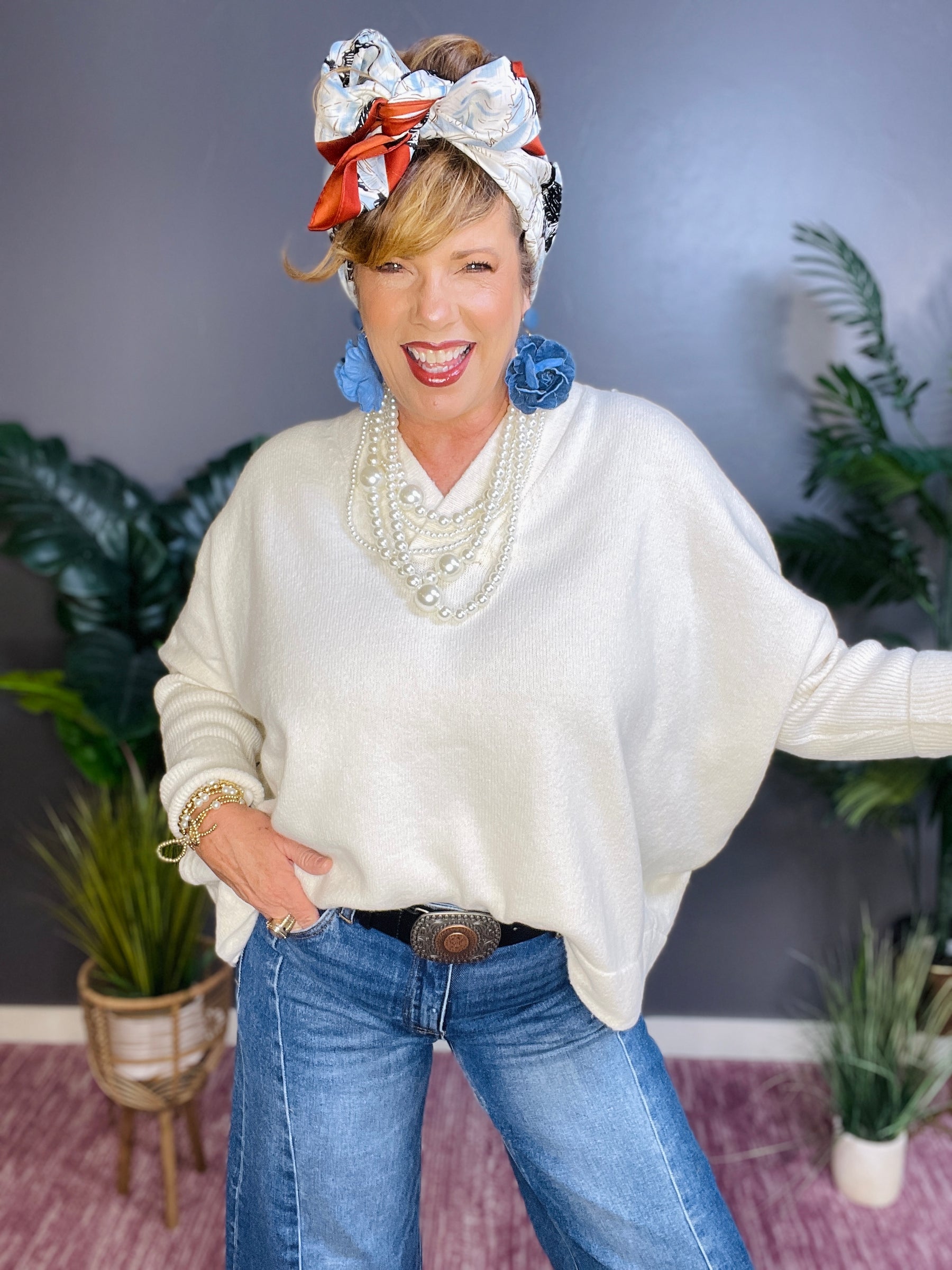 Simply Dreamy Cream V-Neck Sweater