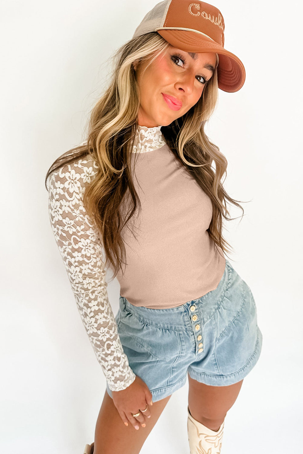 Romantic Moments Smoke Gray Floral Lace Top - T11066GR