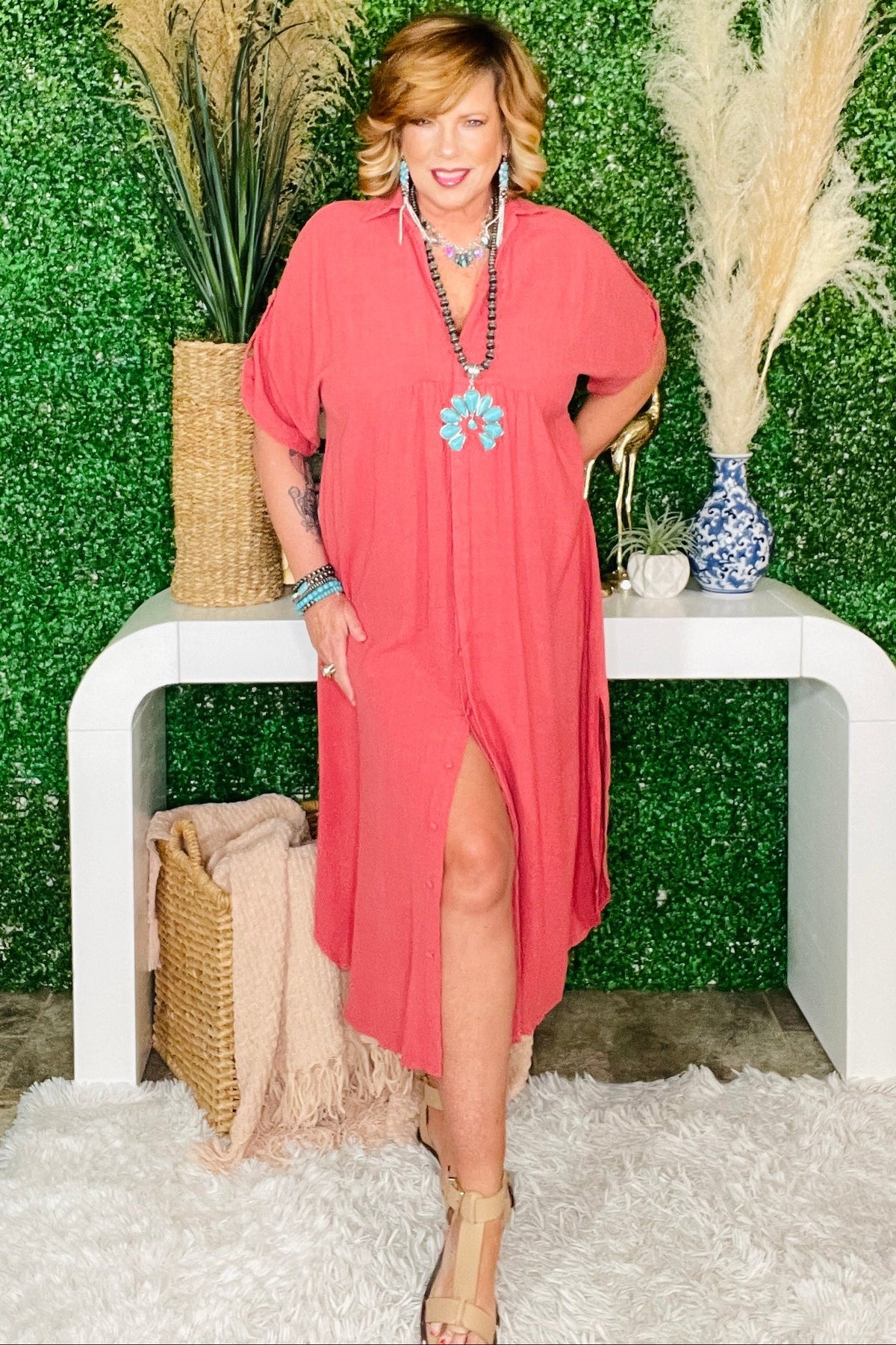 Chic And Simple Linen Dress - DR073CL