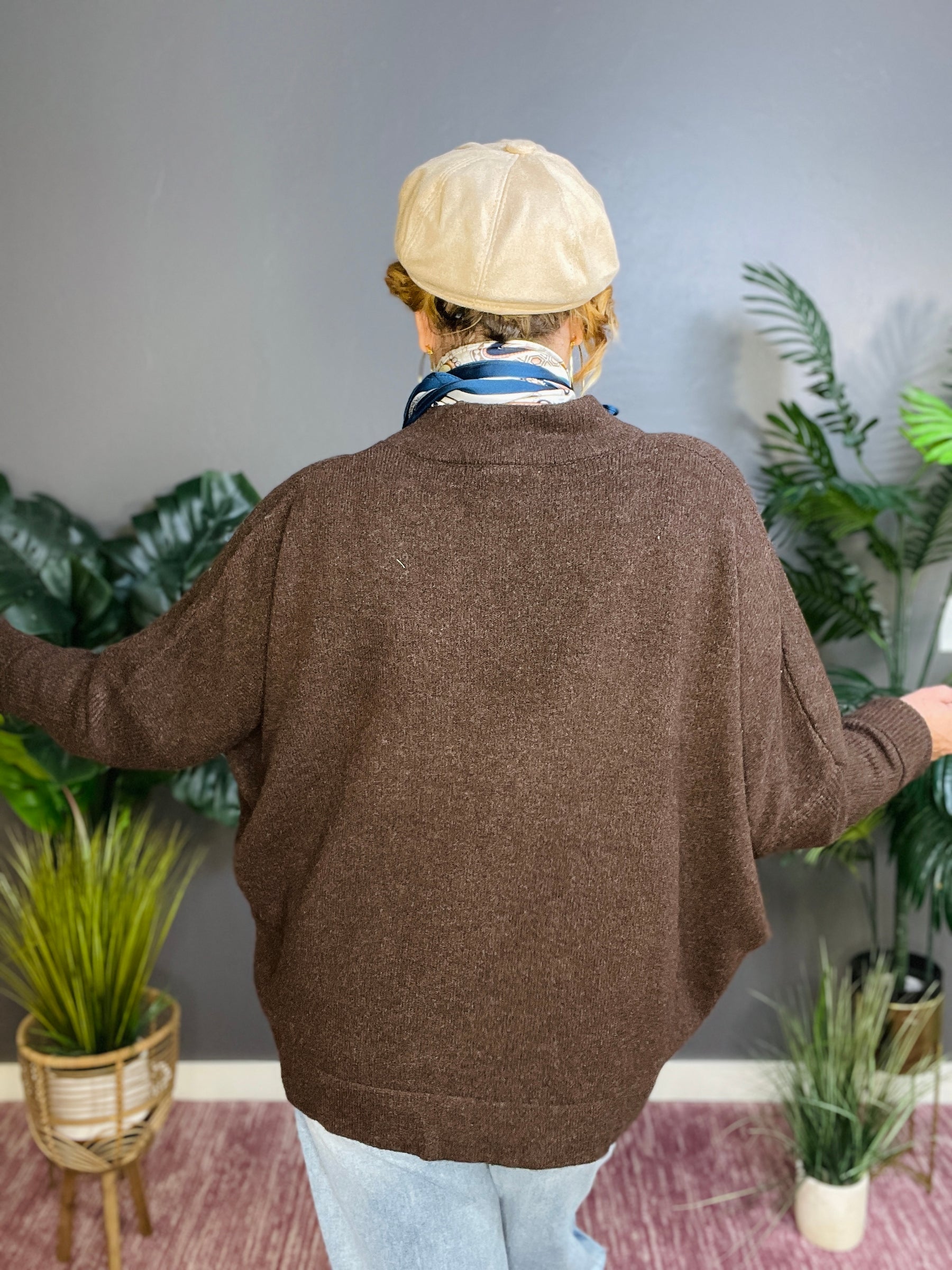Simply Dreamy Espresso V-Neck Sweater
