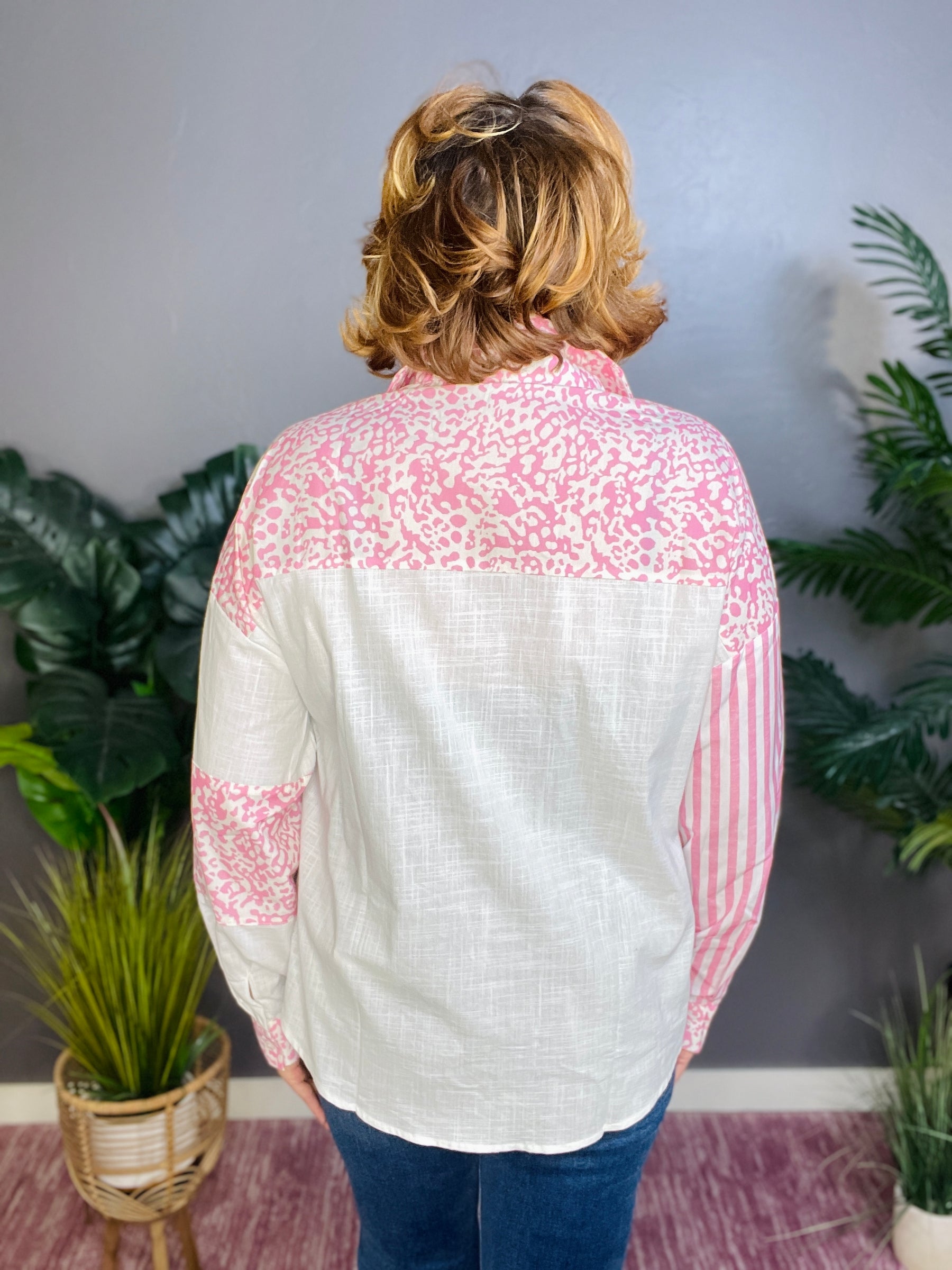 Just In Time Pink Striped Top