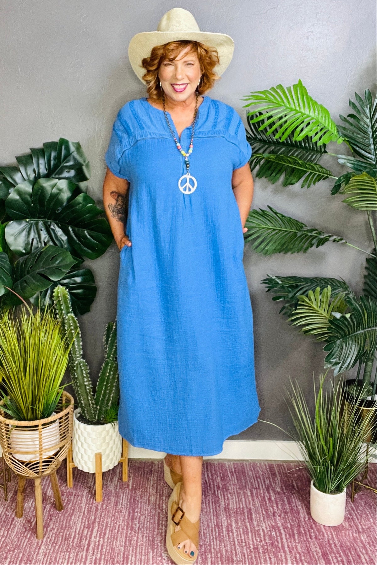 Endless Possibilities Blue Gauze Midi Dress