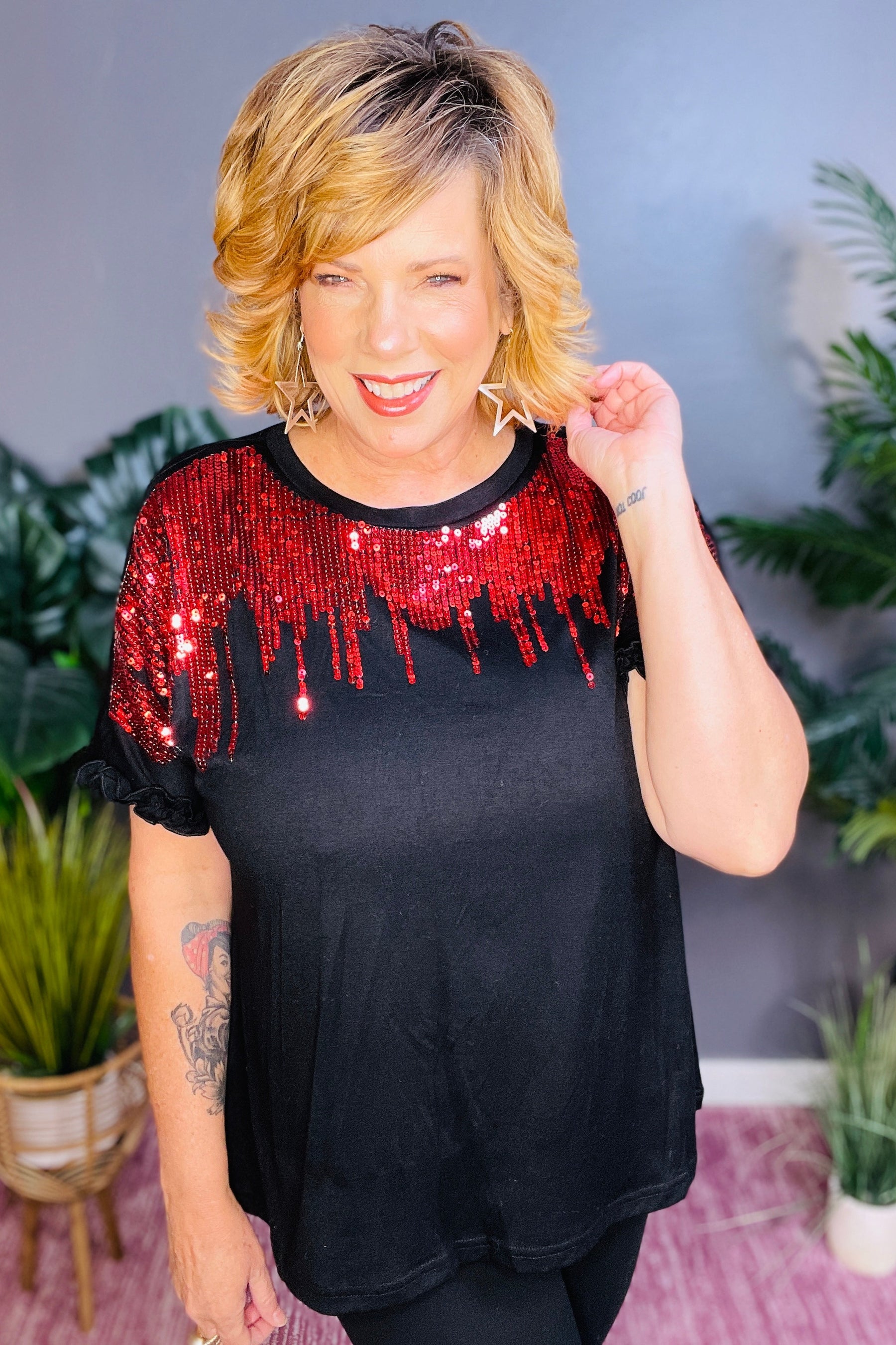 Glam On The Go Sequin Top - S060RD