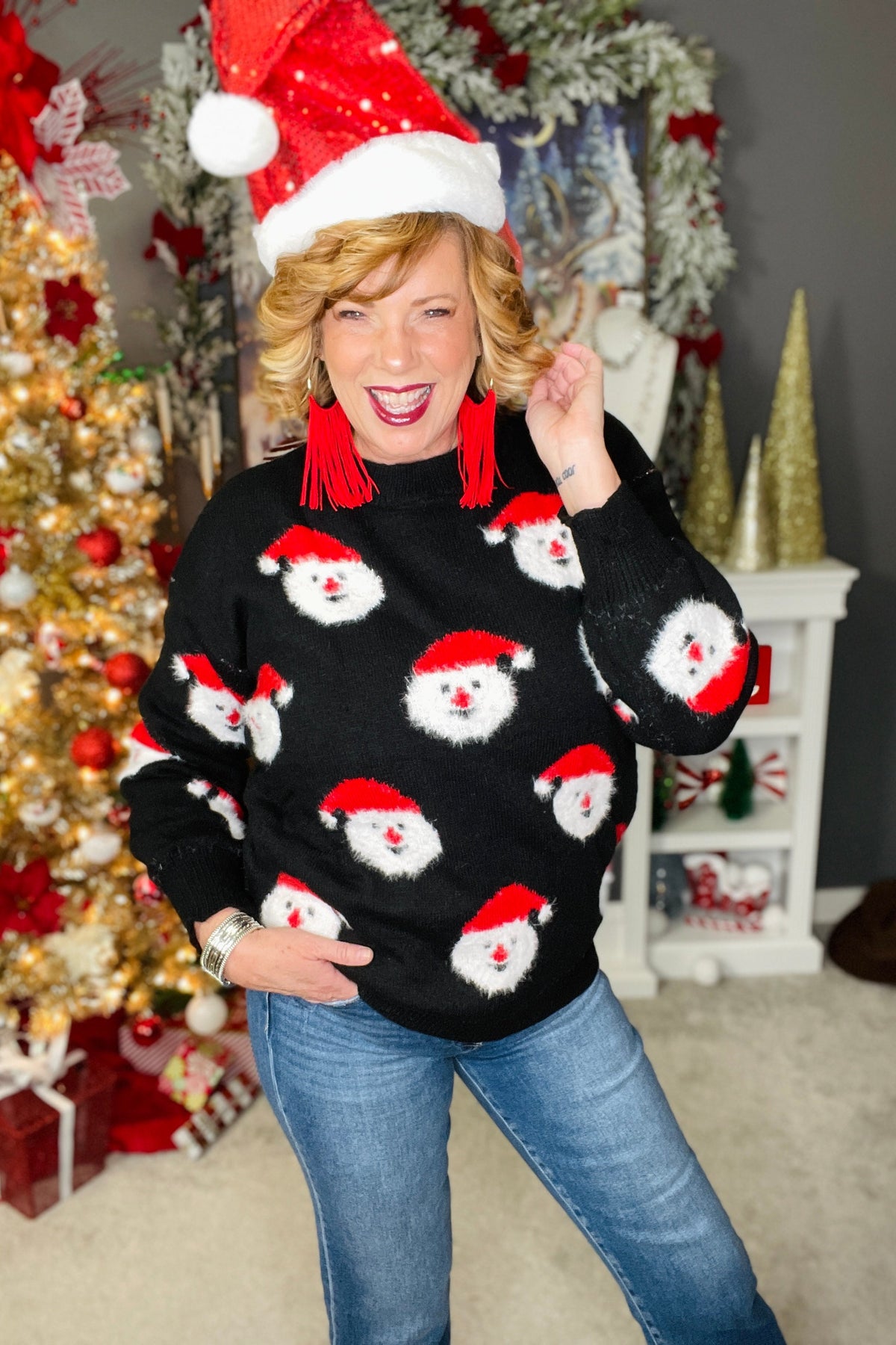 Here Comes Santa Claus Sweater - S184BK