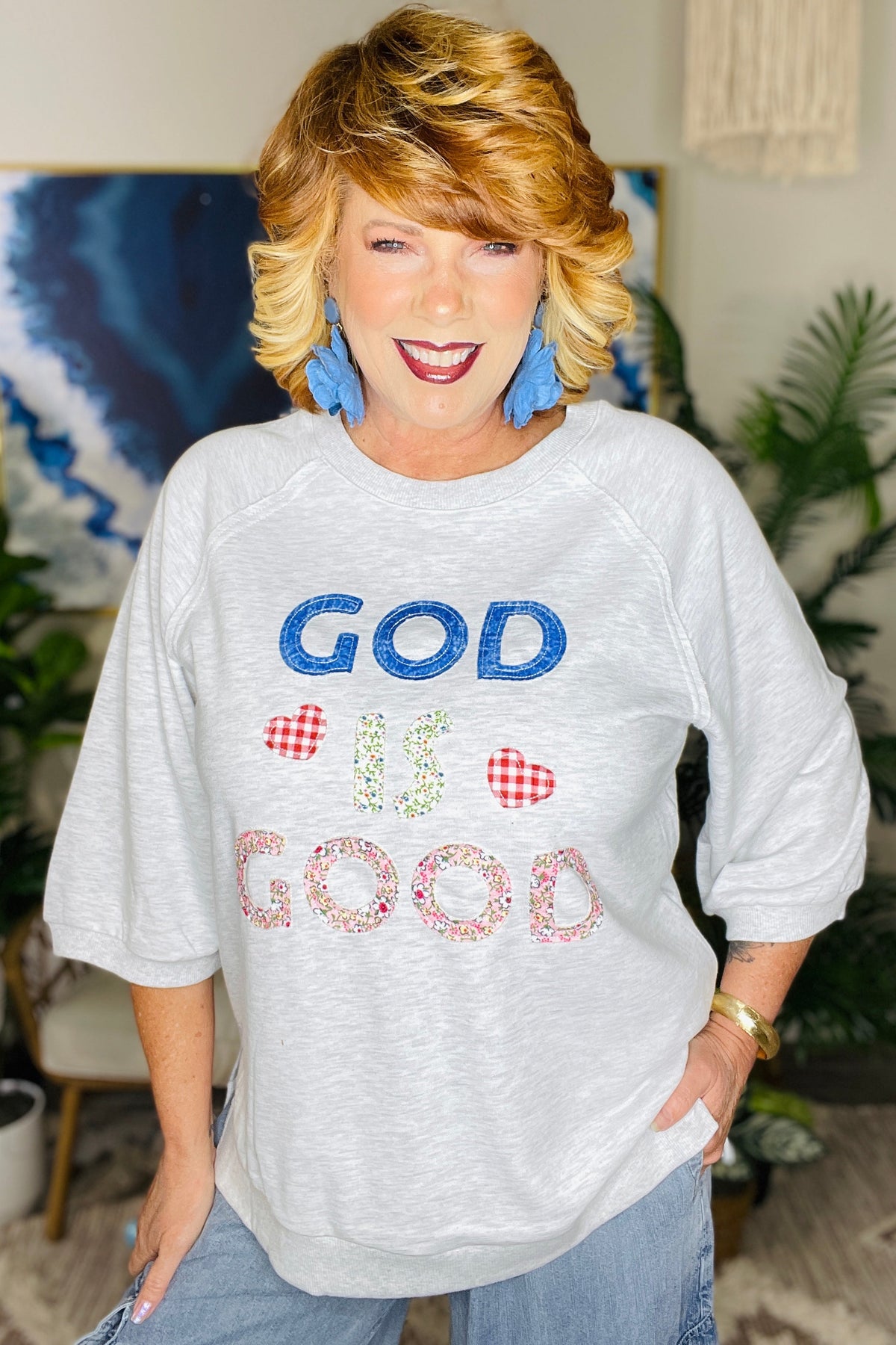 GOD IS GOOD Patchwork Applique Top
