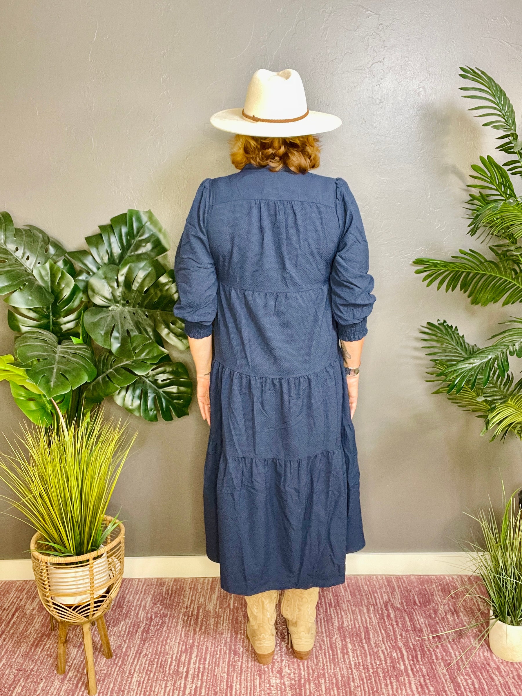 Small Town Girl Navy Tiered Dress - DR015NV