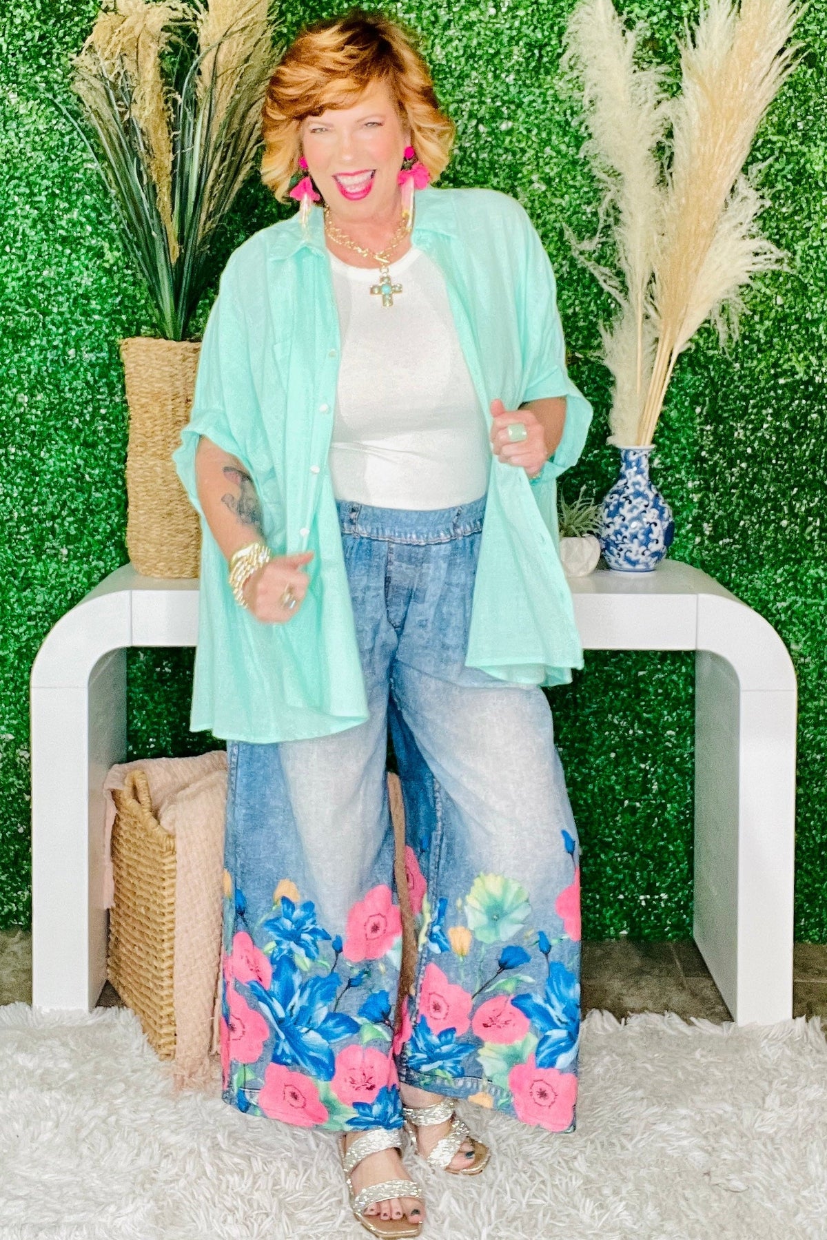 Bubbly Bloom Wide Leg Pant - P082DN