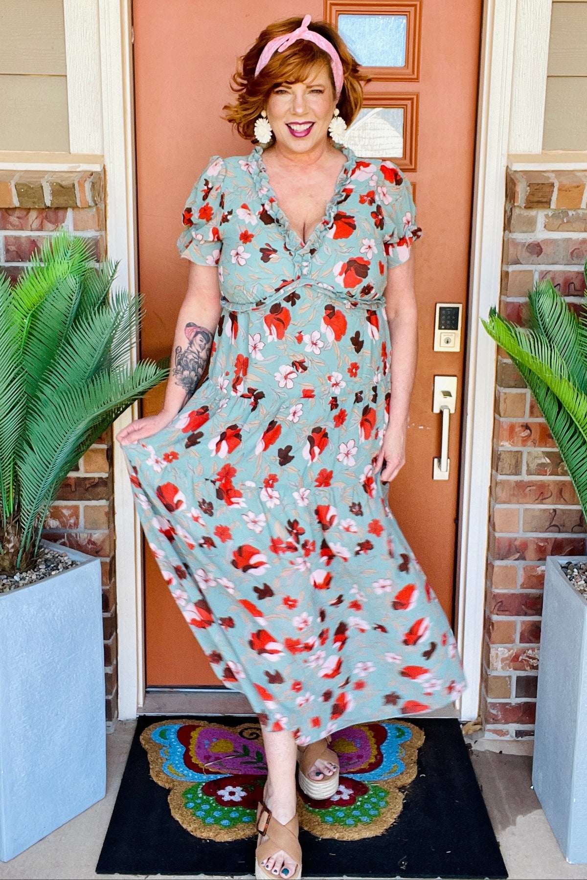 Can't Be Outdone Green Floral Maxi Dress