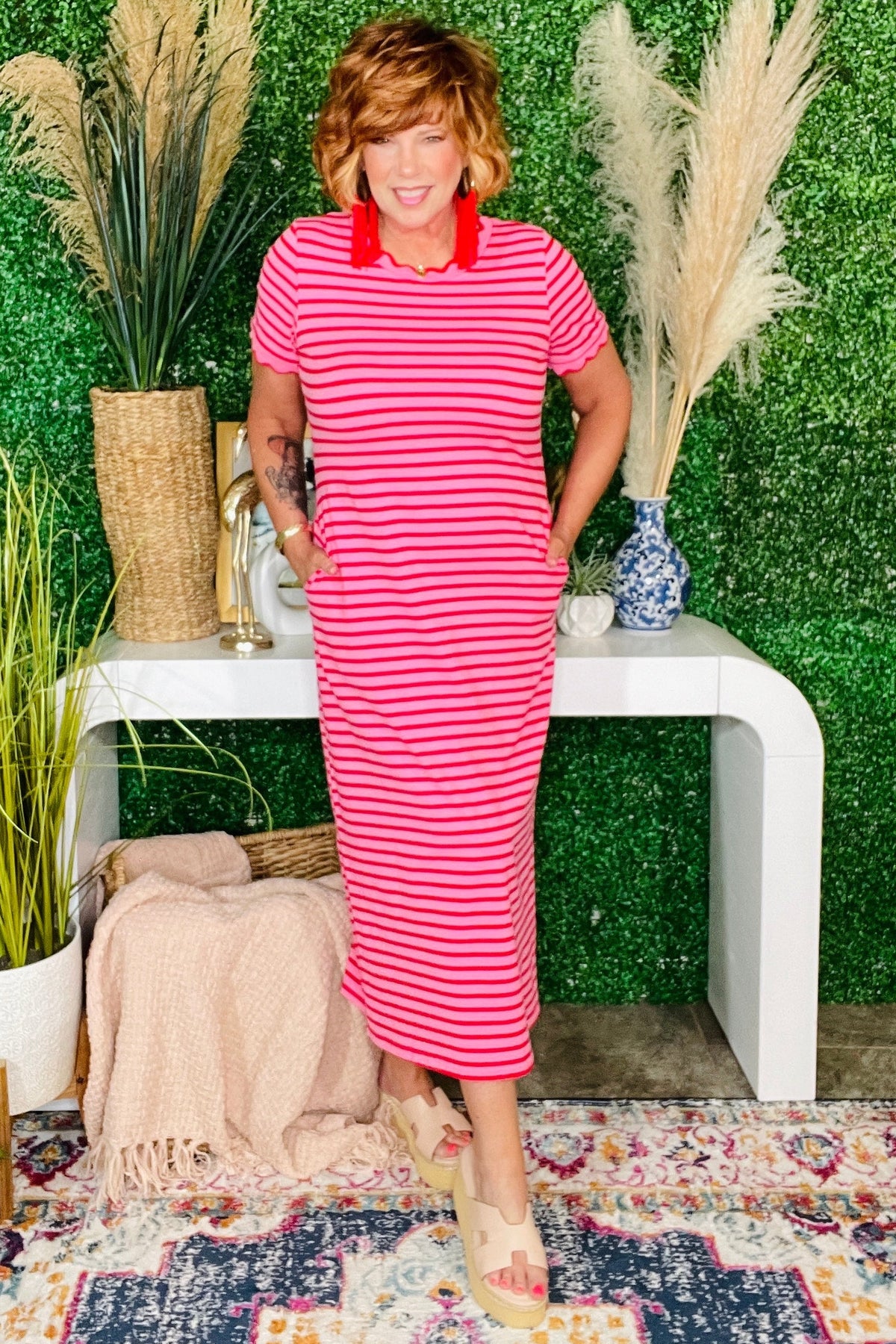 Strawberry Skies Striped Maxi Dress