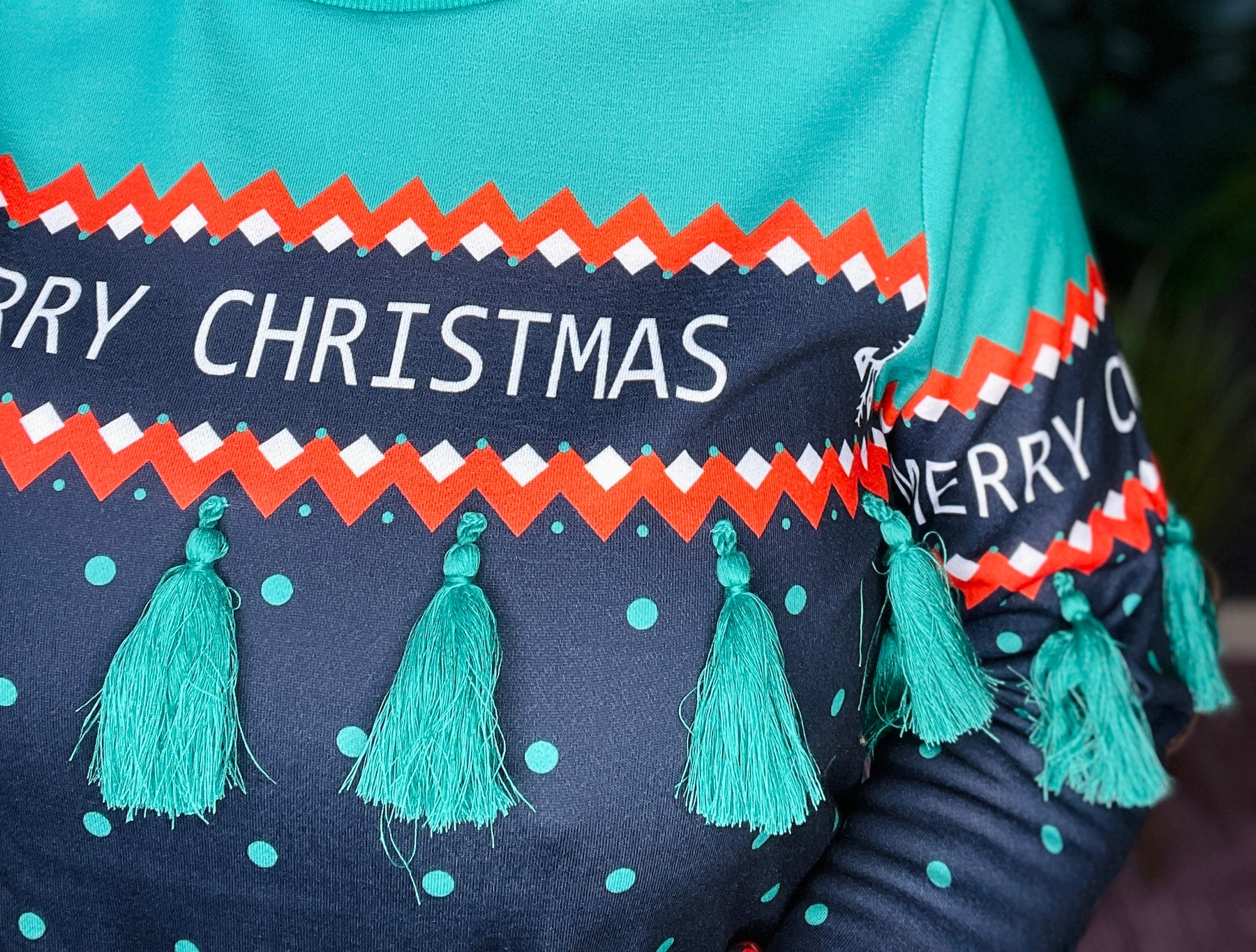 Merry Christmas Tassel Sweater - S061GN