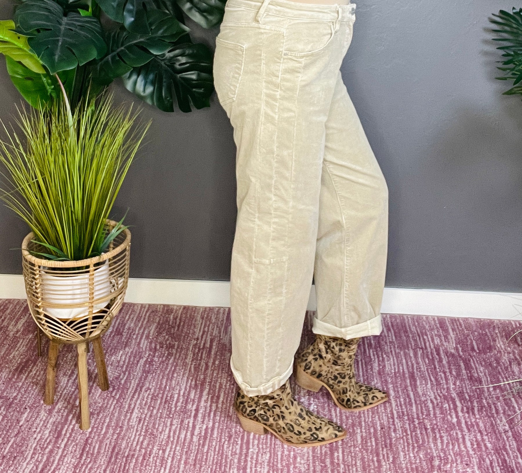 Mila High Rise Crop Barrel Corduroy Pants