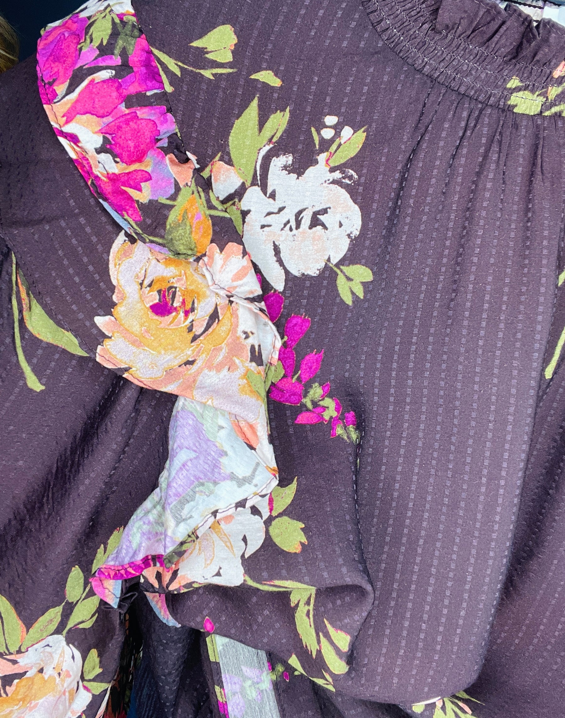 Autumn Floral Brown Mix Top - S018BR