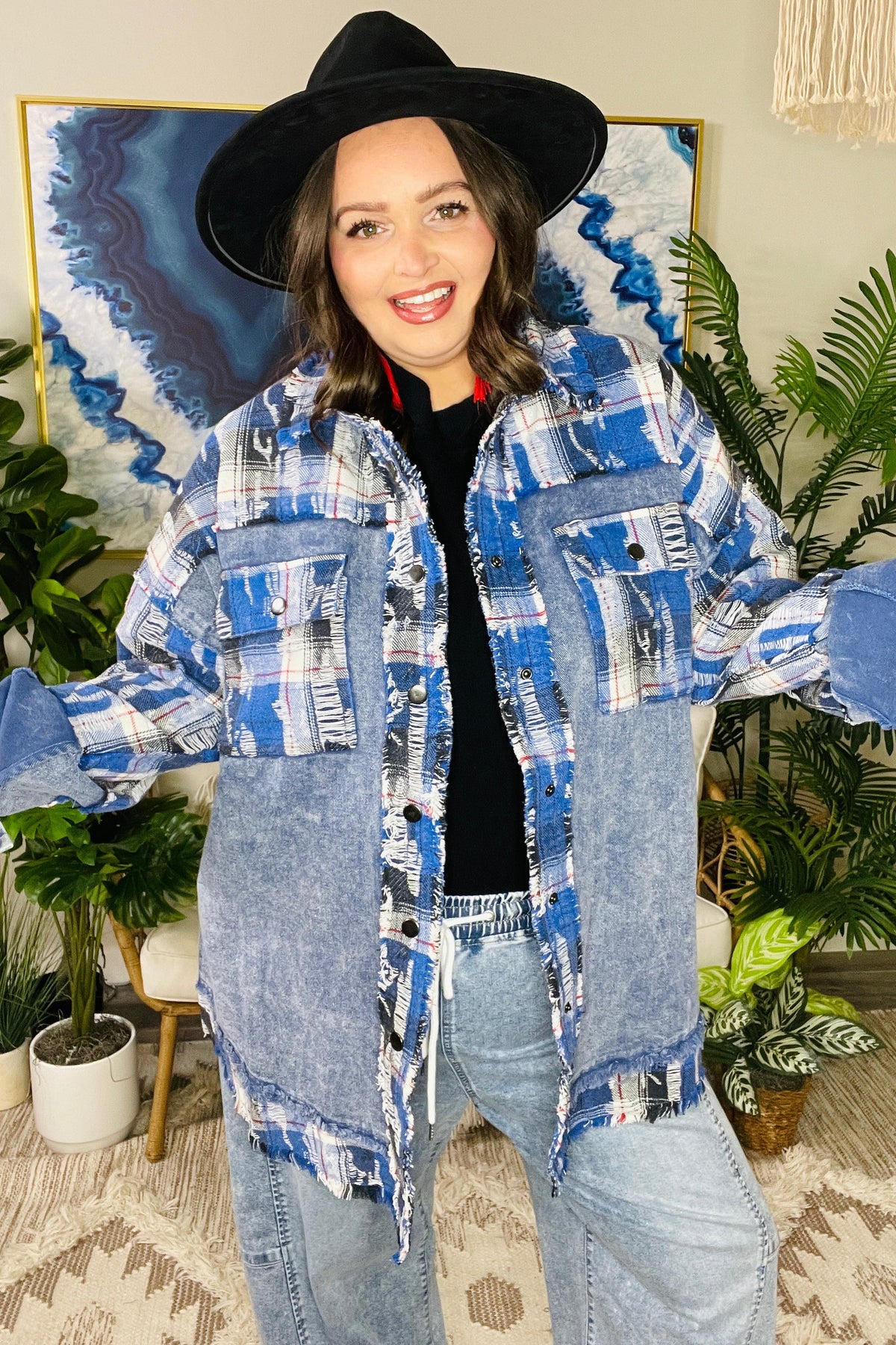 Plaid To The Bone Blue Shacket - OT209BL