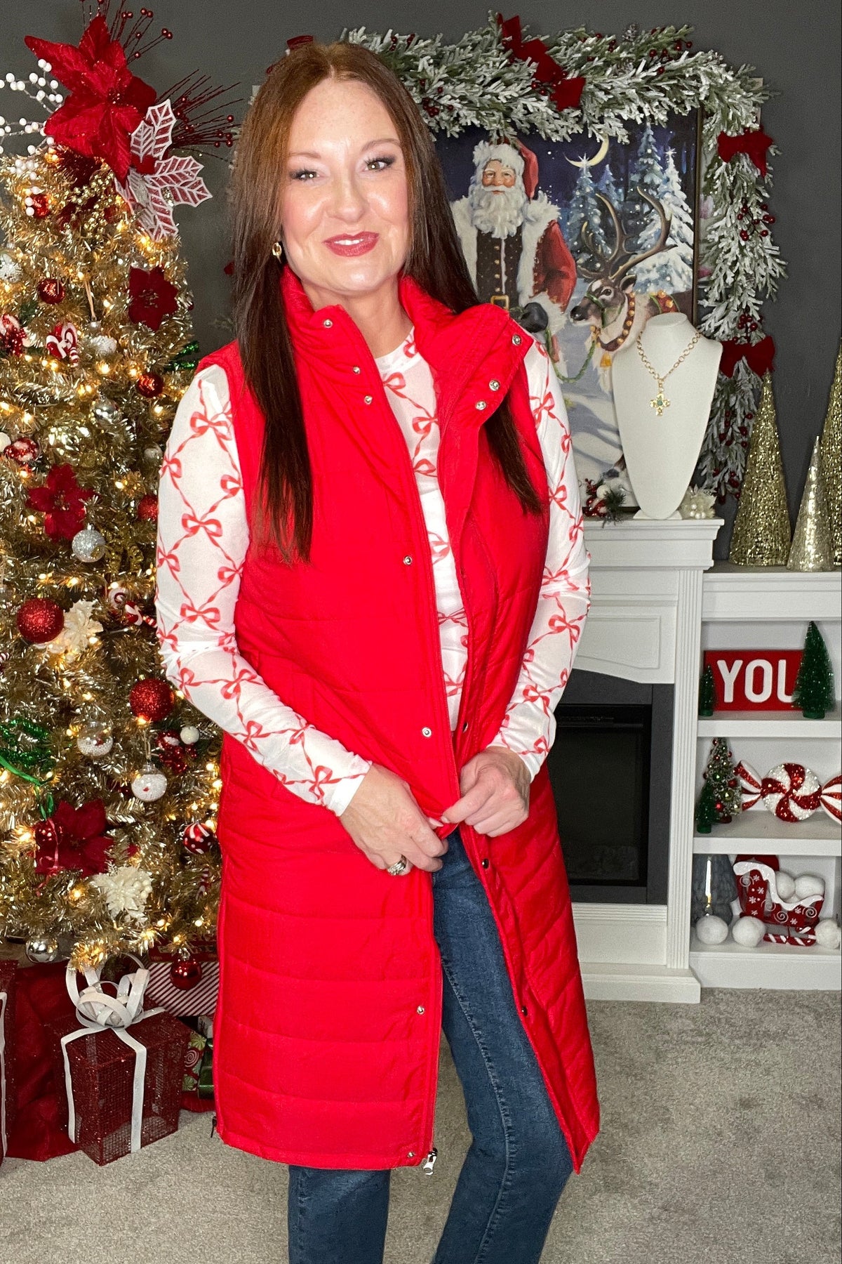 Puff Perfection Red Long Vest - OT063RD