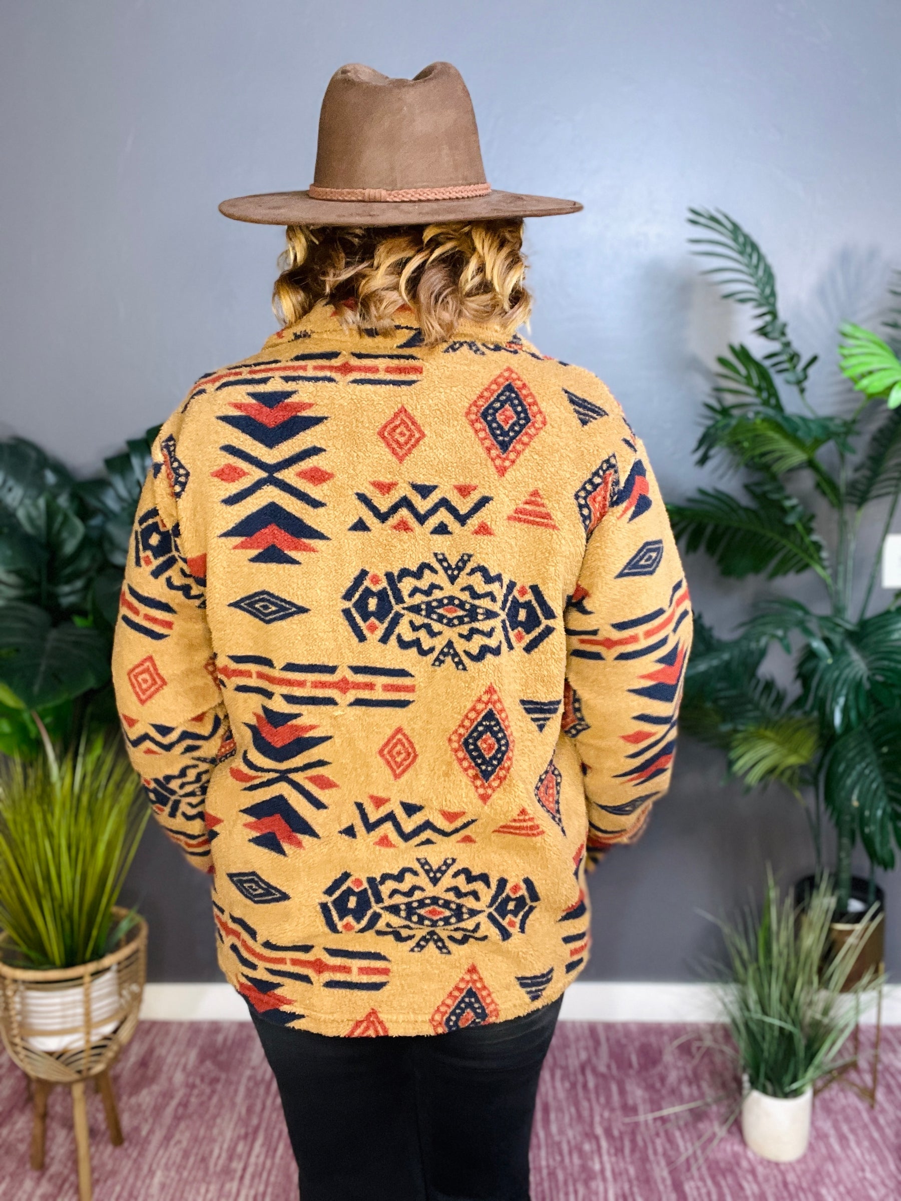 Warm You Up Aztec Pattern Fleece Shacket