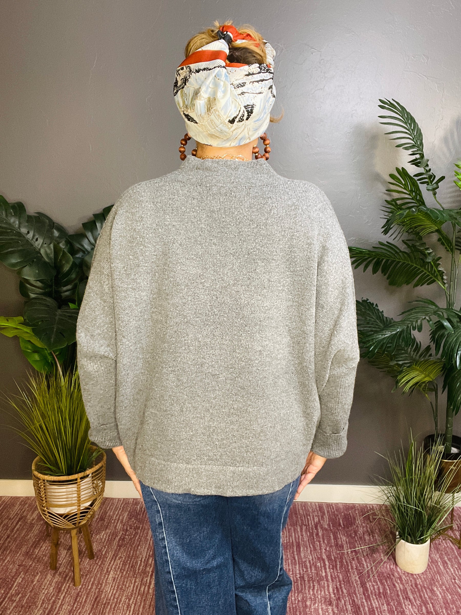 Simply Dreamy Charcoal V-Neck Sweater