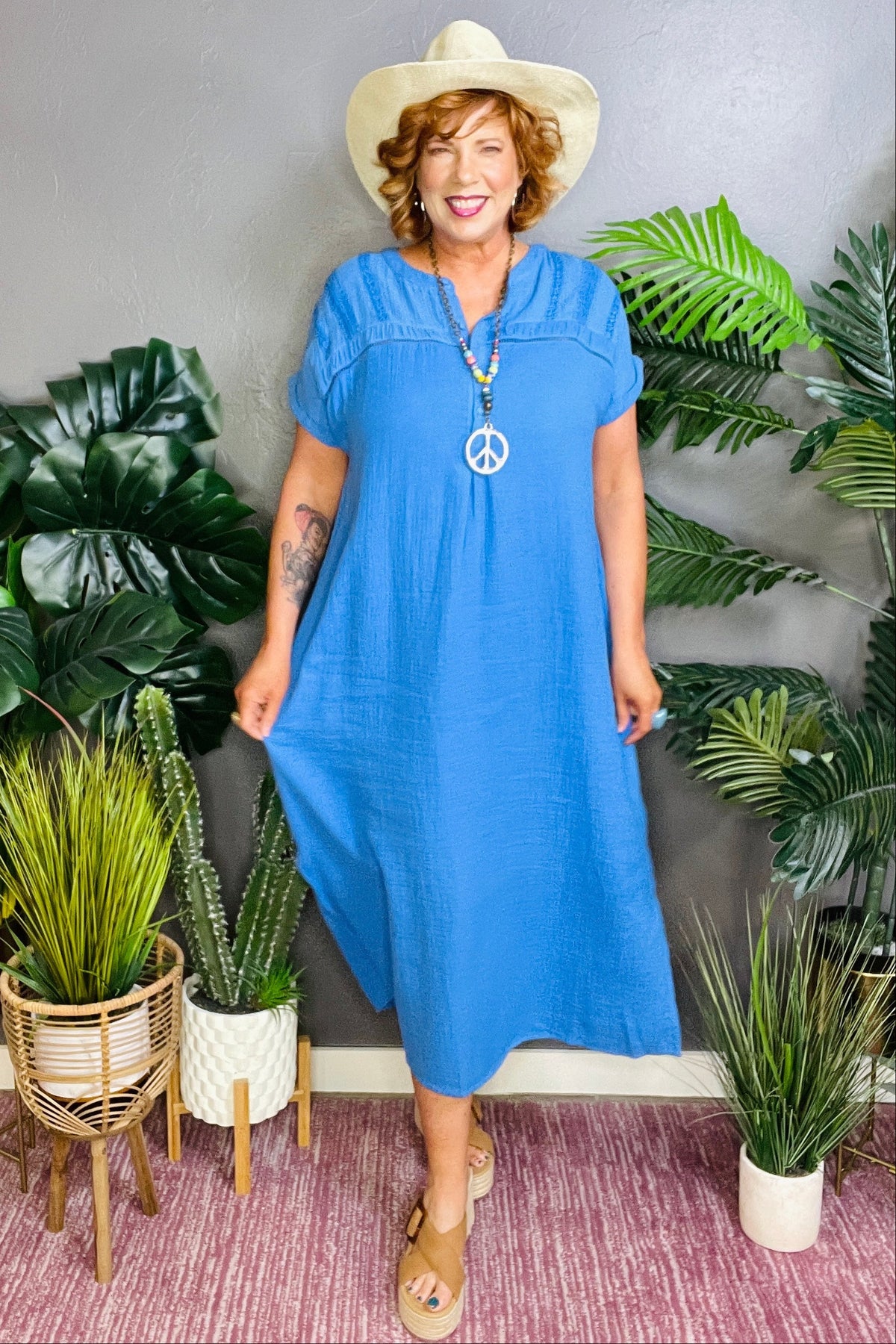 Endless Possibilities Blue Gauze Midi Dress
