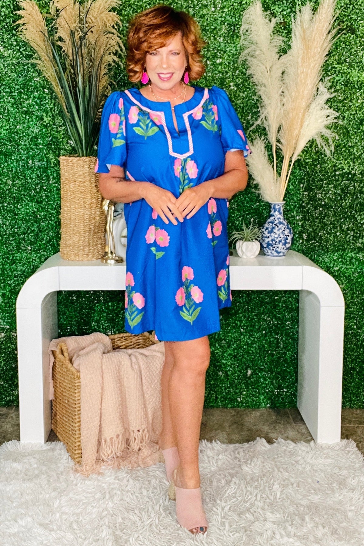 Turn Up The Charm Blue Floral Dress