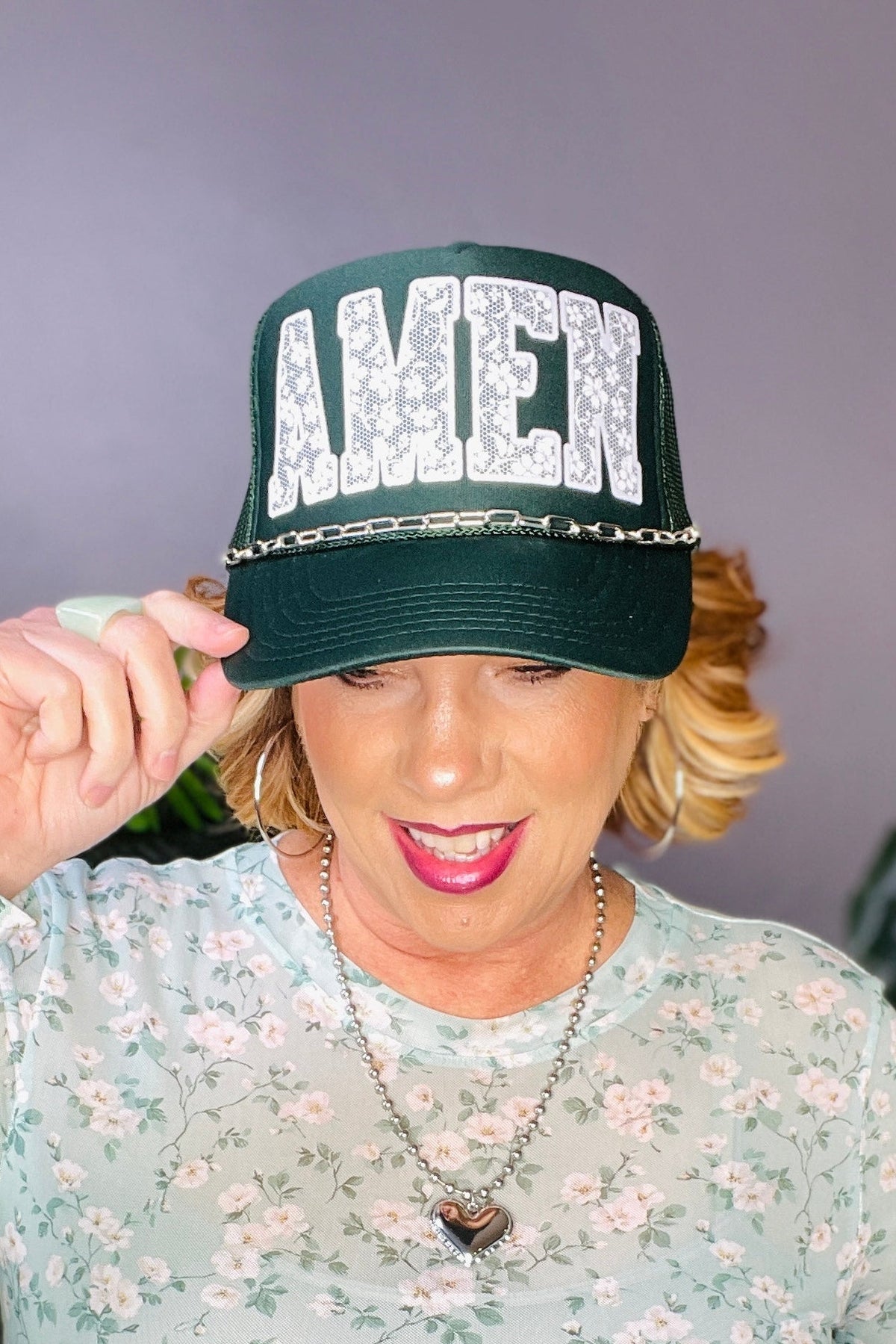 Amen Dark Green Trucker Hat - H002DG