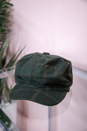 Hunter Green Plaid Newsboy Hat - HAT1470HGN
