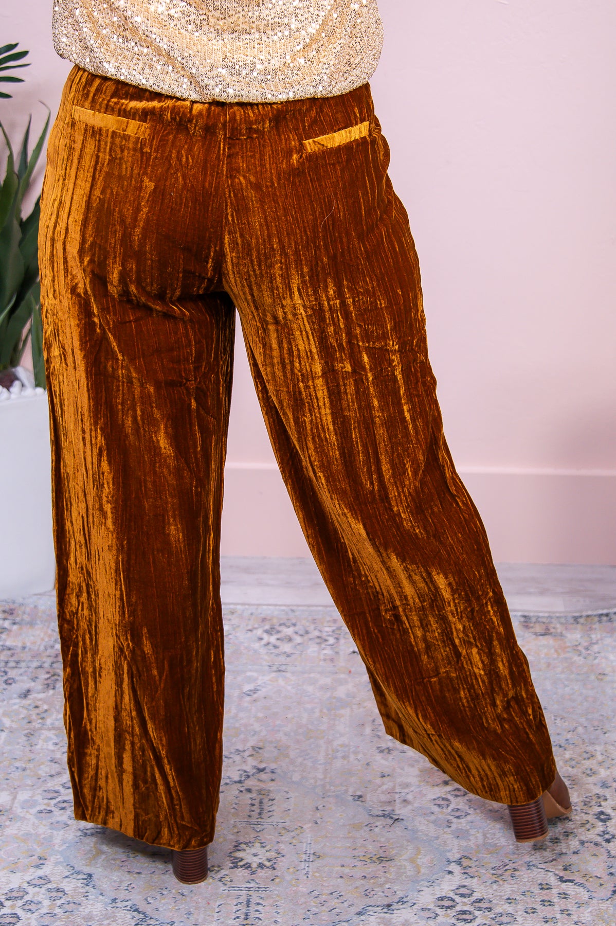 Spontaneous Success Camel Solid Velvet Pants - PNT1532CA