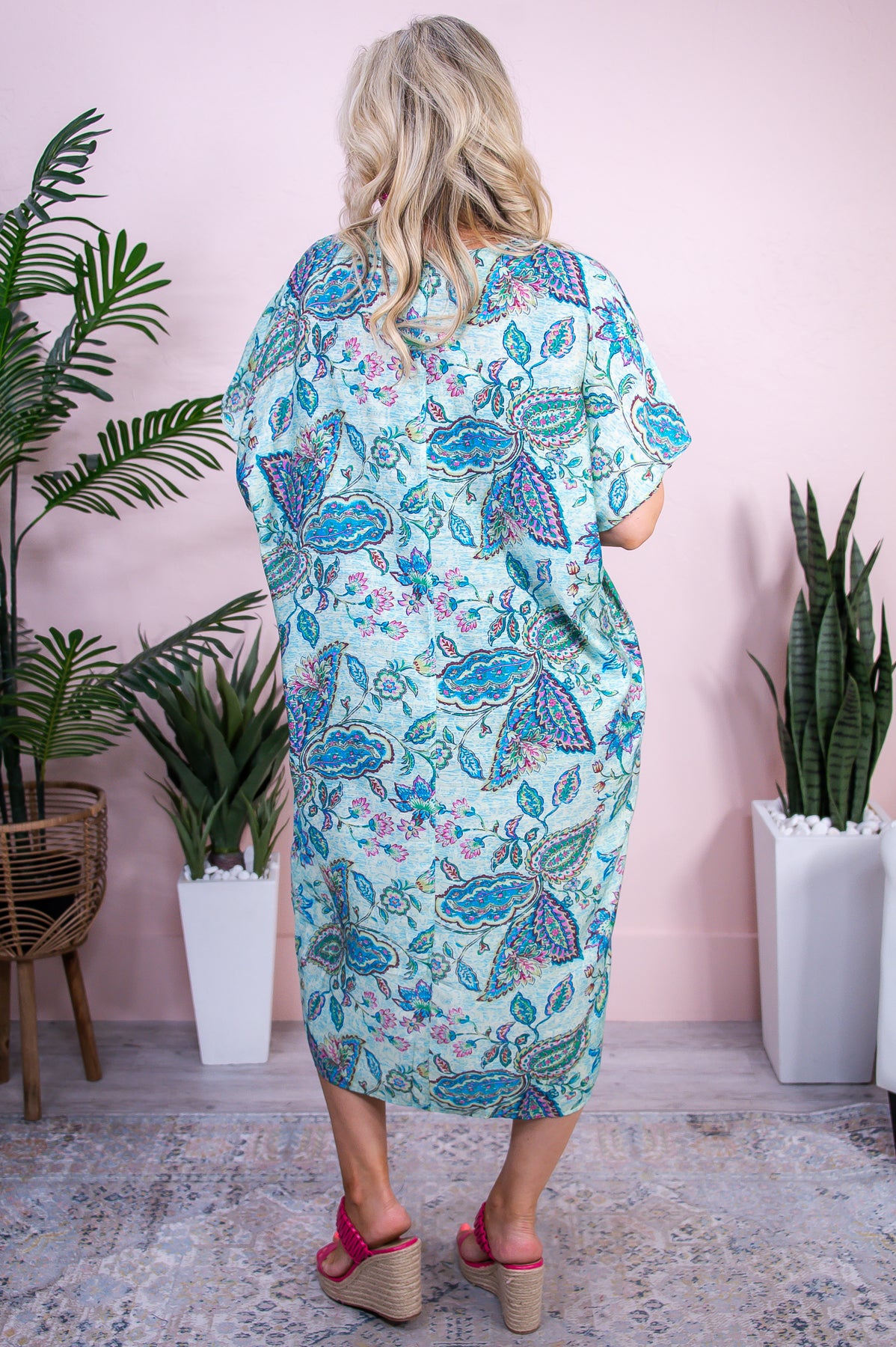 Tropicana Trendsetter Turquoise/Multi Color Floral Dress - D5436TU