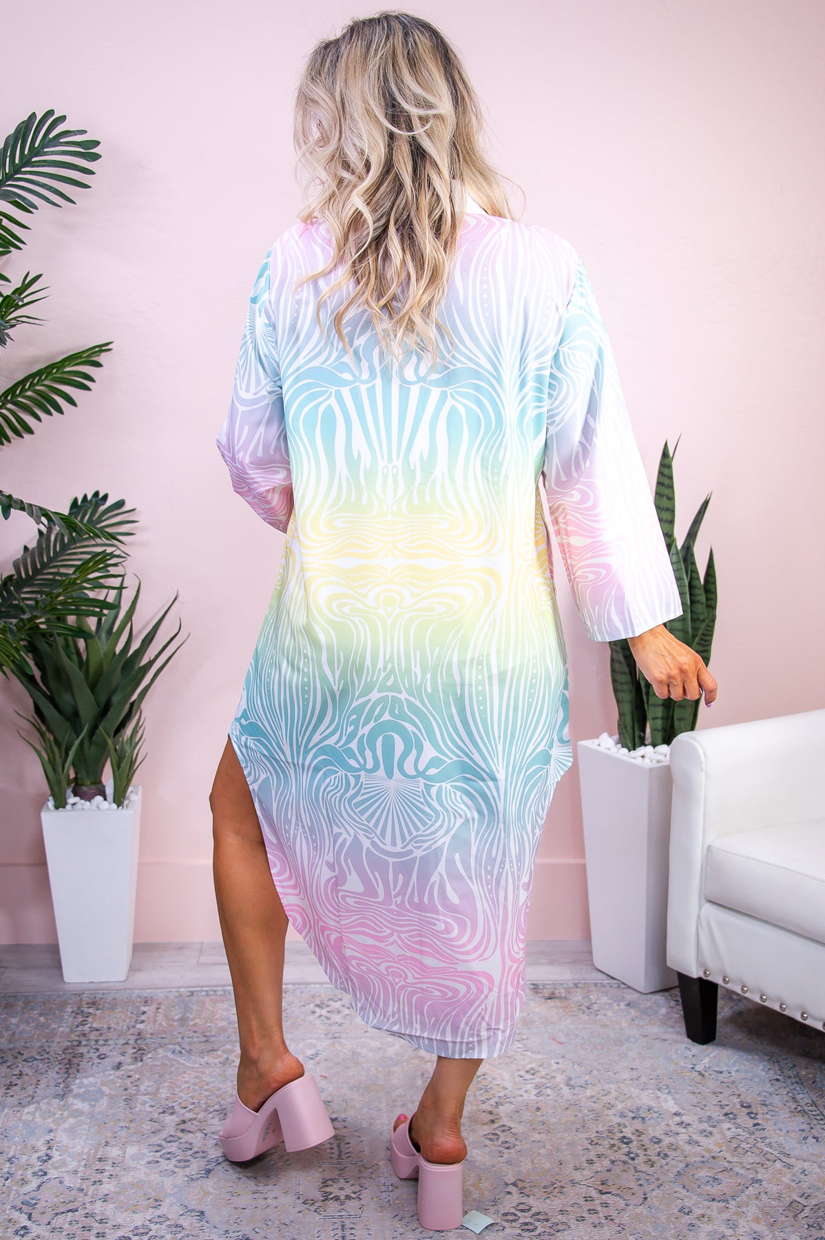 My Wave Is Waiting Ivory/Multi Color Printed Dress - D5172IV