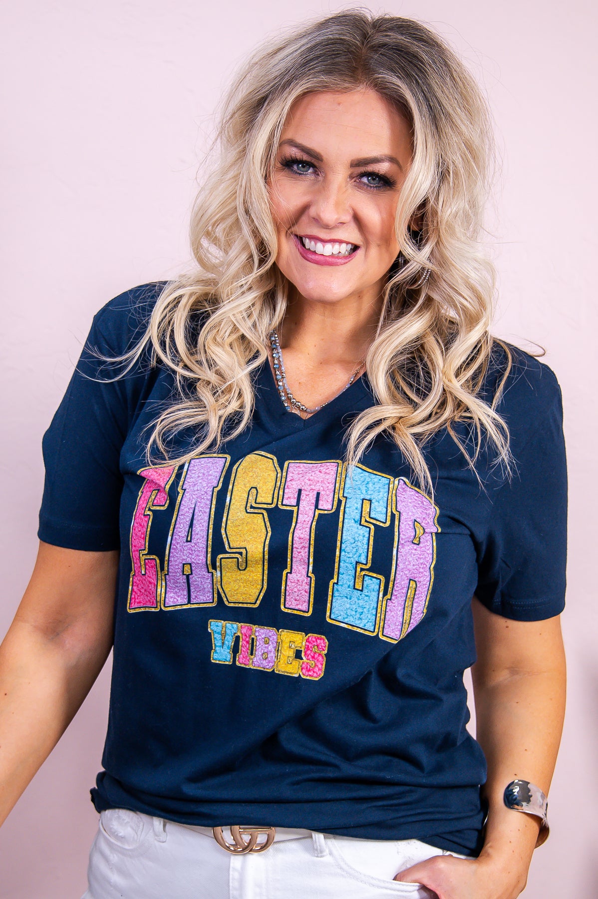 Easter Vibes Midnight Navy Graphic Tee - A3255MNV