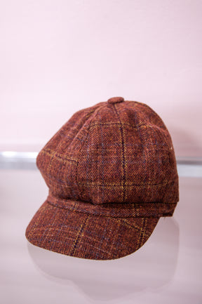 Rust Plaid Newsboy Hat - HAT1481RU