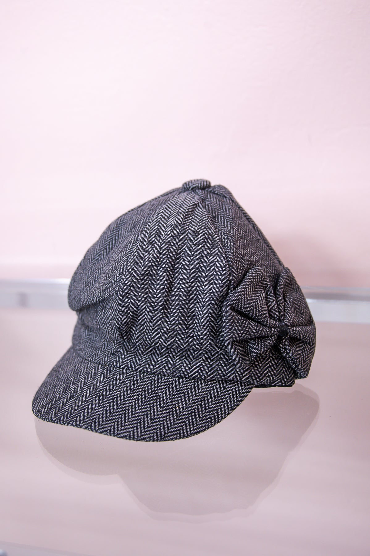 Gray Herringbone Newsboy Hat - HAT1476GR