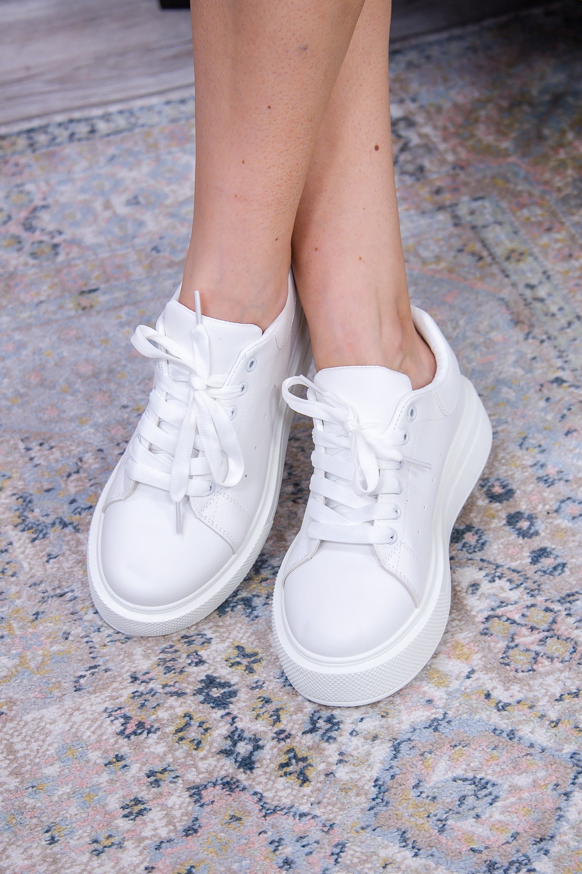 Jump Into Style White Solid Platform Sneakers - SHO2614WH