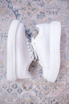 Jump Into Style White Solid Platform Sneakers - SHO2614WH