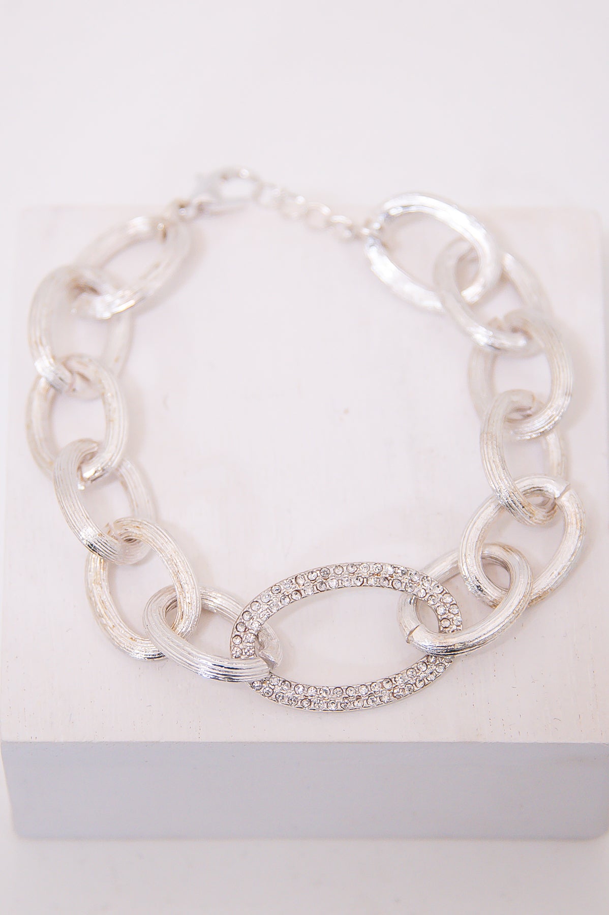 Silver Chain Link Bling Bracelet - BRC3399SI