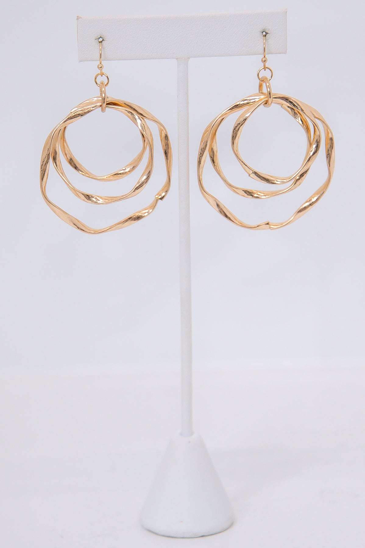Gold Solid Triple Hoop Earrings - EAR4272GD