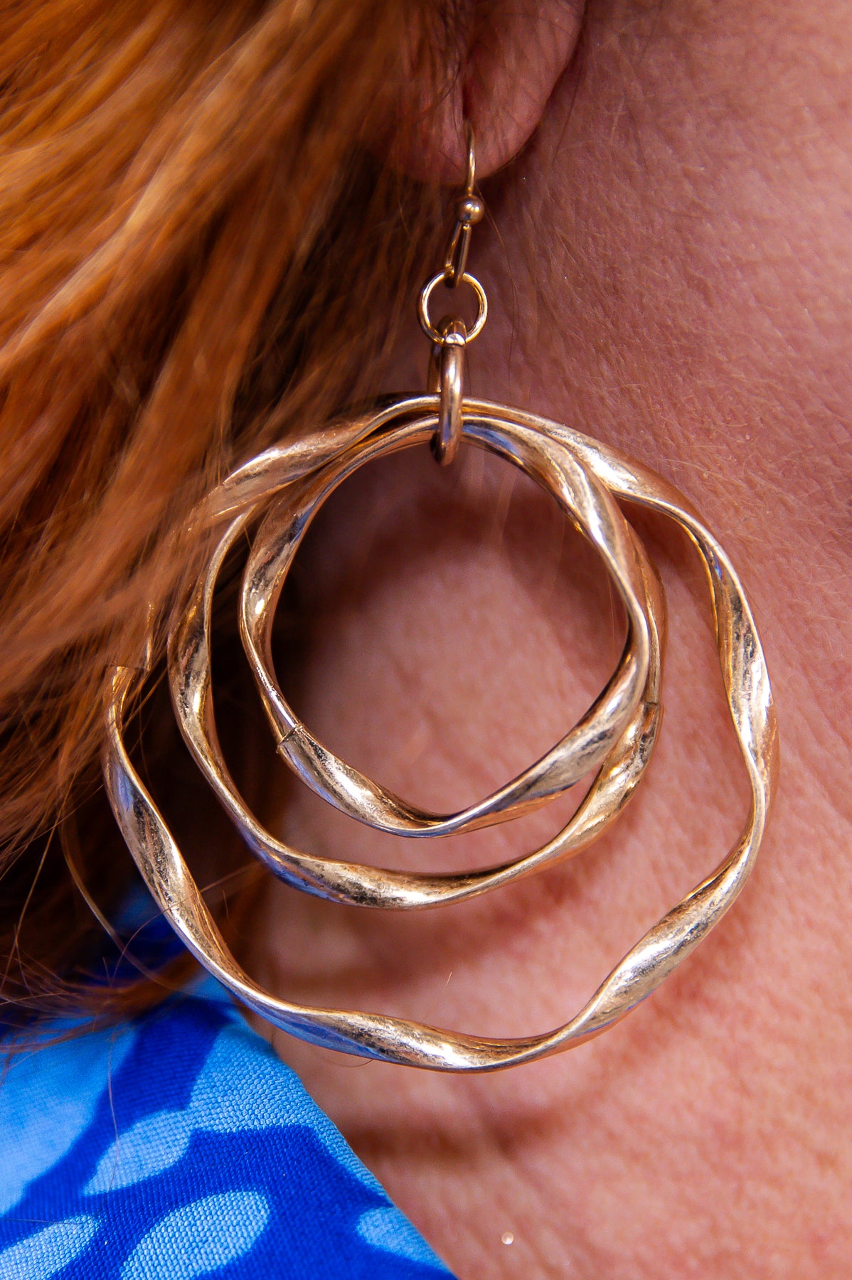 Gold Solid Triple Hoop Earrings - EAR4272GD