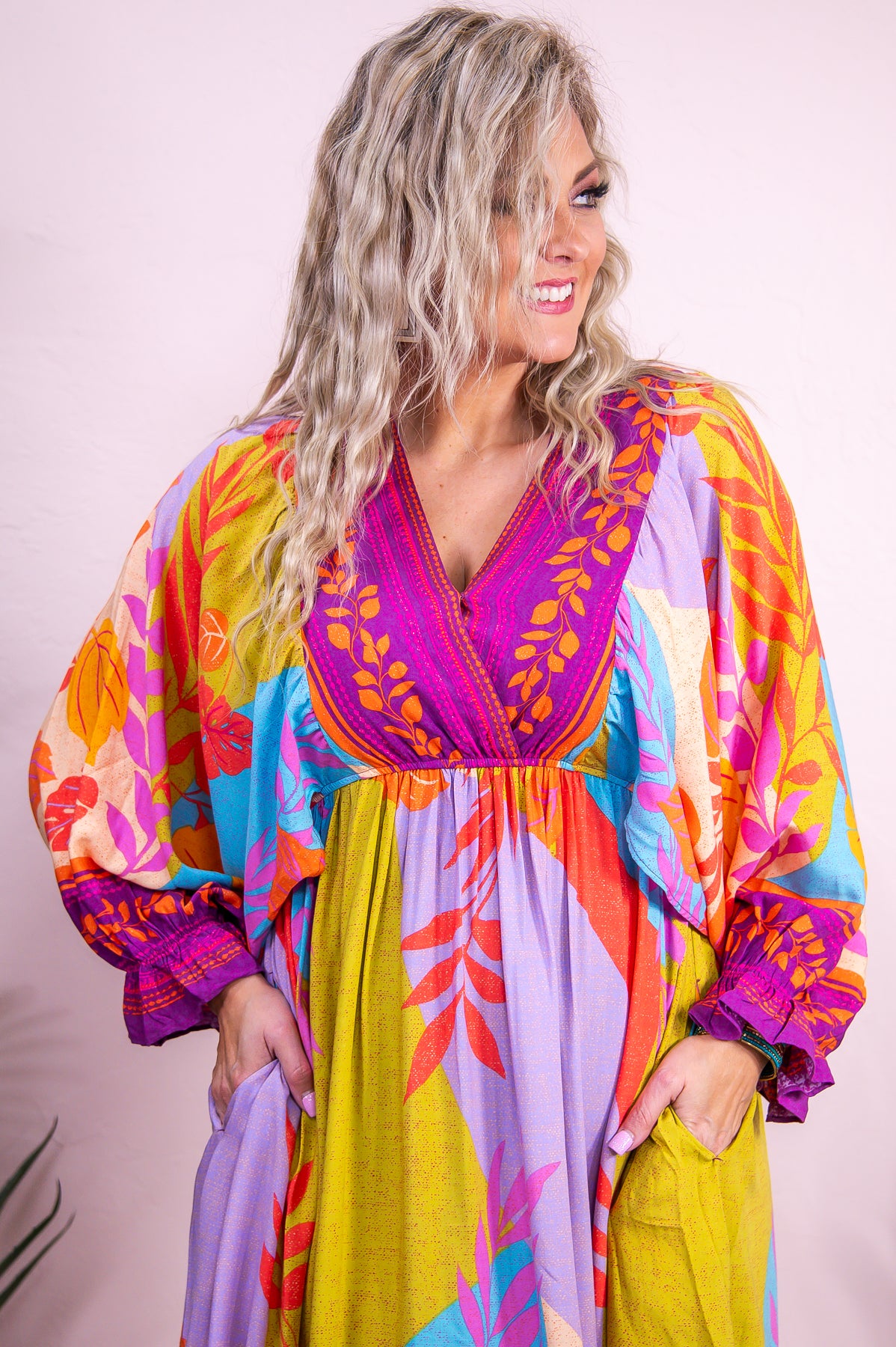 Boho Babe Magenta/Multi Color Floral Dress - D5209MG