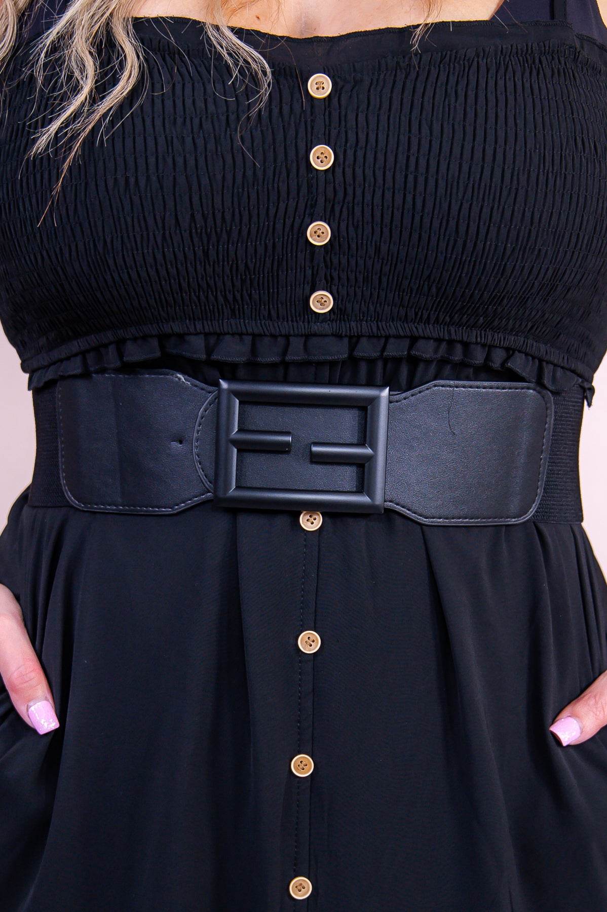 Black Solid Regular Belt - BLT1301BK