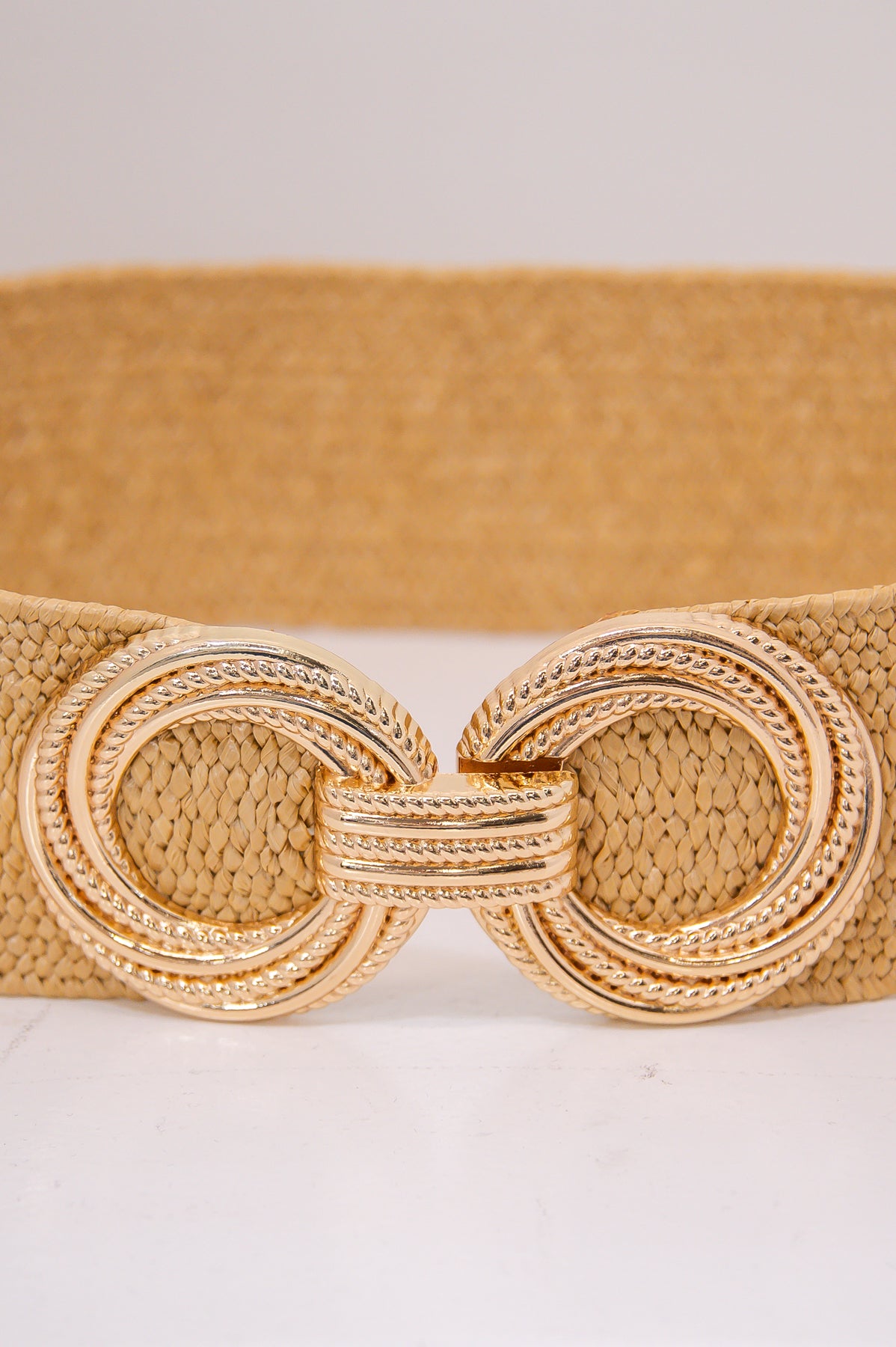 Khaki/Gold Woven Extended Belt - BLT1297KH