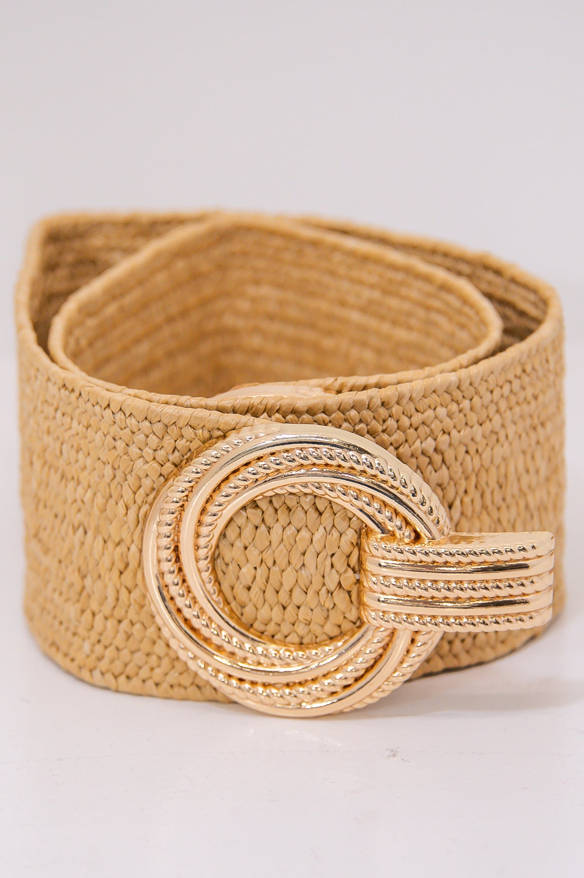 Khaki/Gold Woven Extended Belt - BLT1297KH