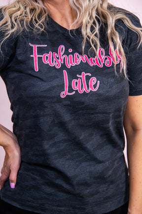 Fashionably Late Storm Camouflage Graphic Tee - A3274SCA