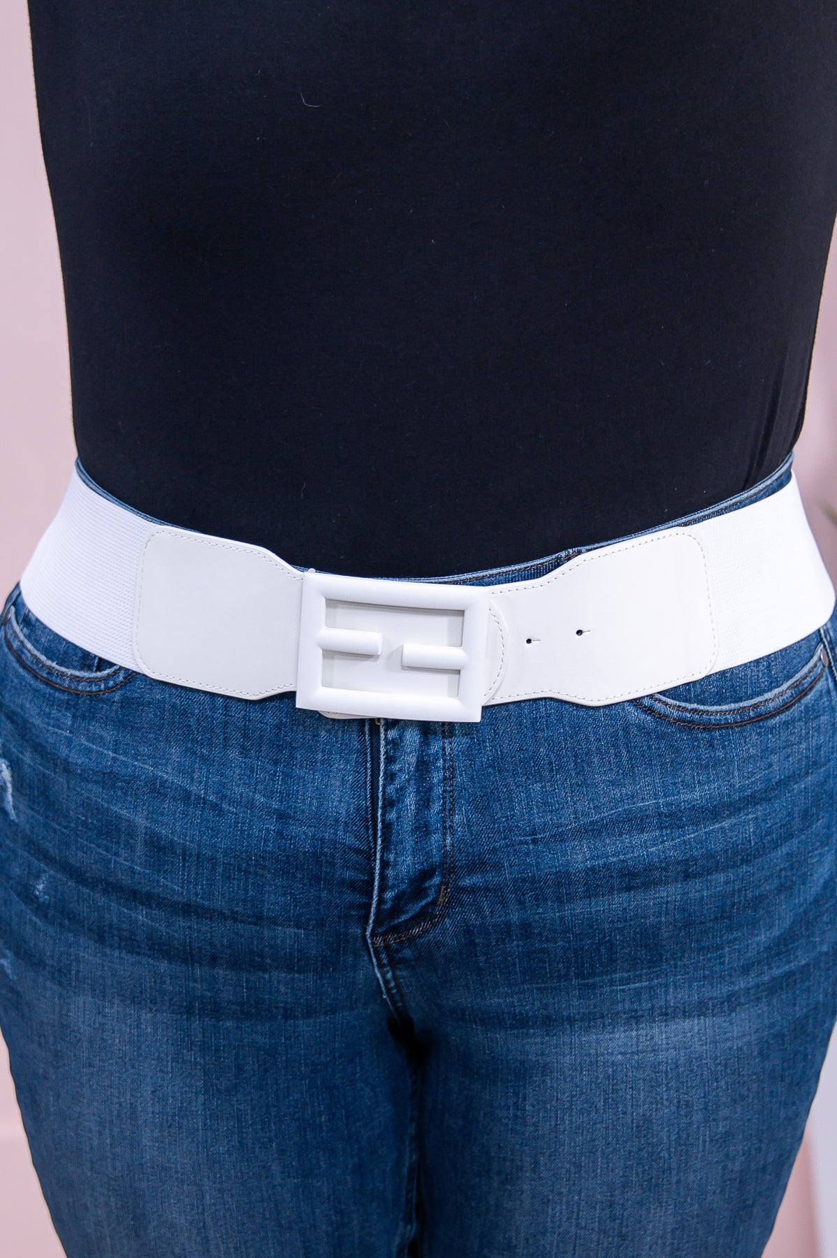 White Solid Extended Belt - BLT1306WH