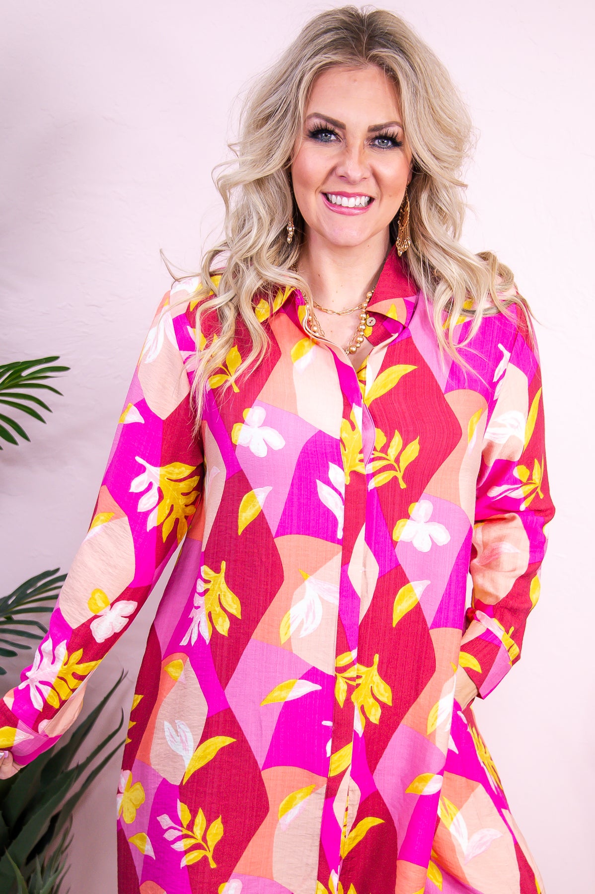 Springtime Is Calling Hot Pink/Multi Color Printed Dress - D5224HPK