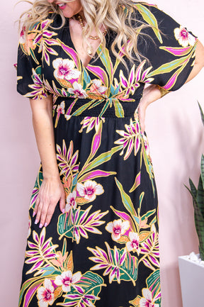 Surrounded By Beauty Black/Multi Color Floral Maxi Dress - D5225BK
